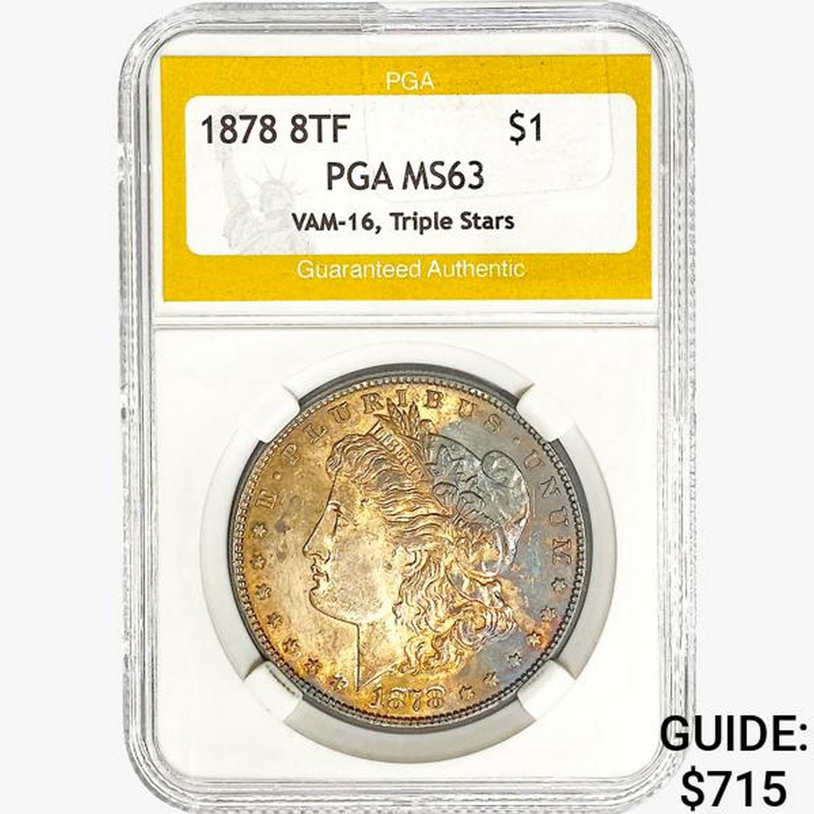 1878 8TF Morgan Silver Dollar PGA MS63 VAM-16, TRP (1 of 2)