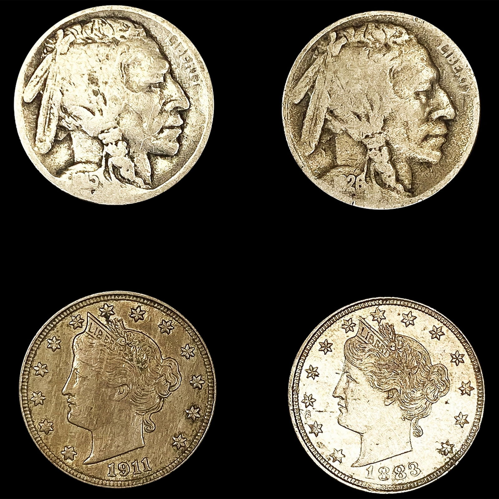 [4] (4) Varied US Nickels (1883, 1911, 1915-S, 192 (1 of 2)