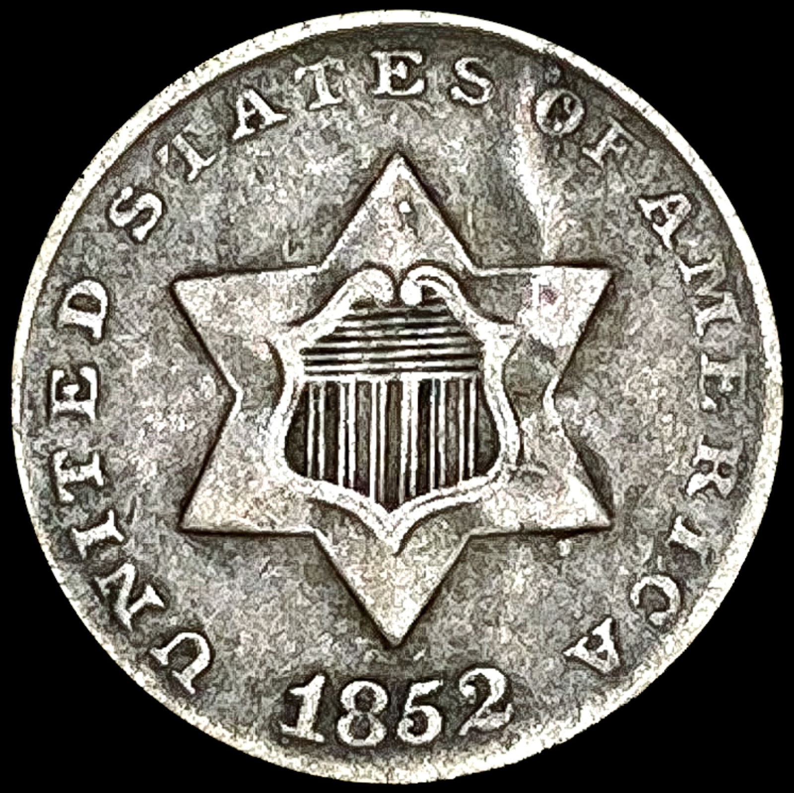 1852 Silver Three Cent LIGHTLY CIRCULATED (1 of 2)