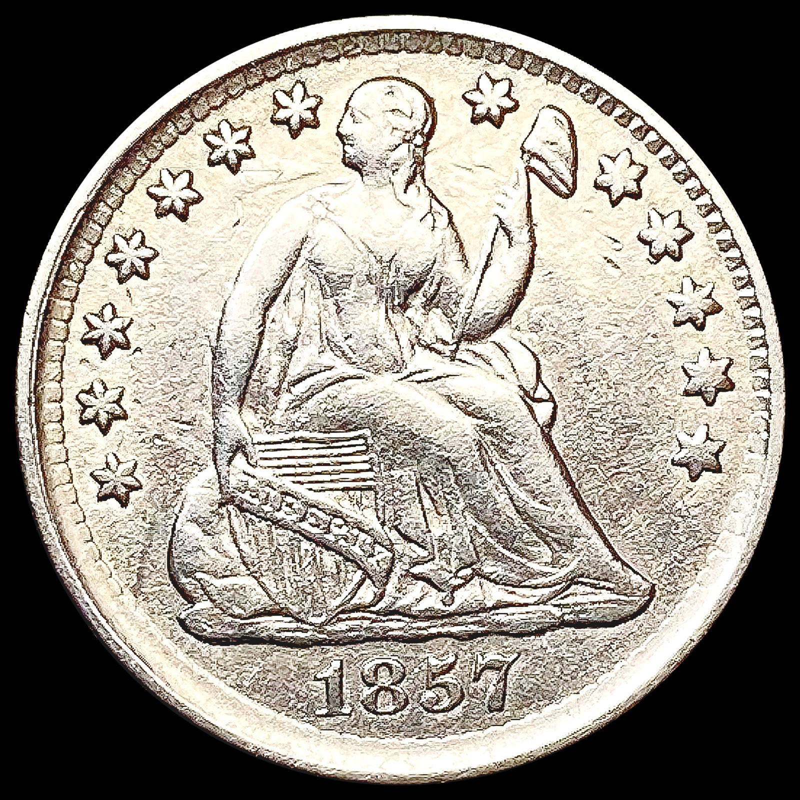 1857 Seated Liberty Half Dime CHOICE AU (1 of 2)