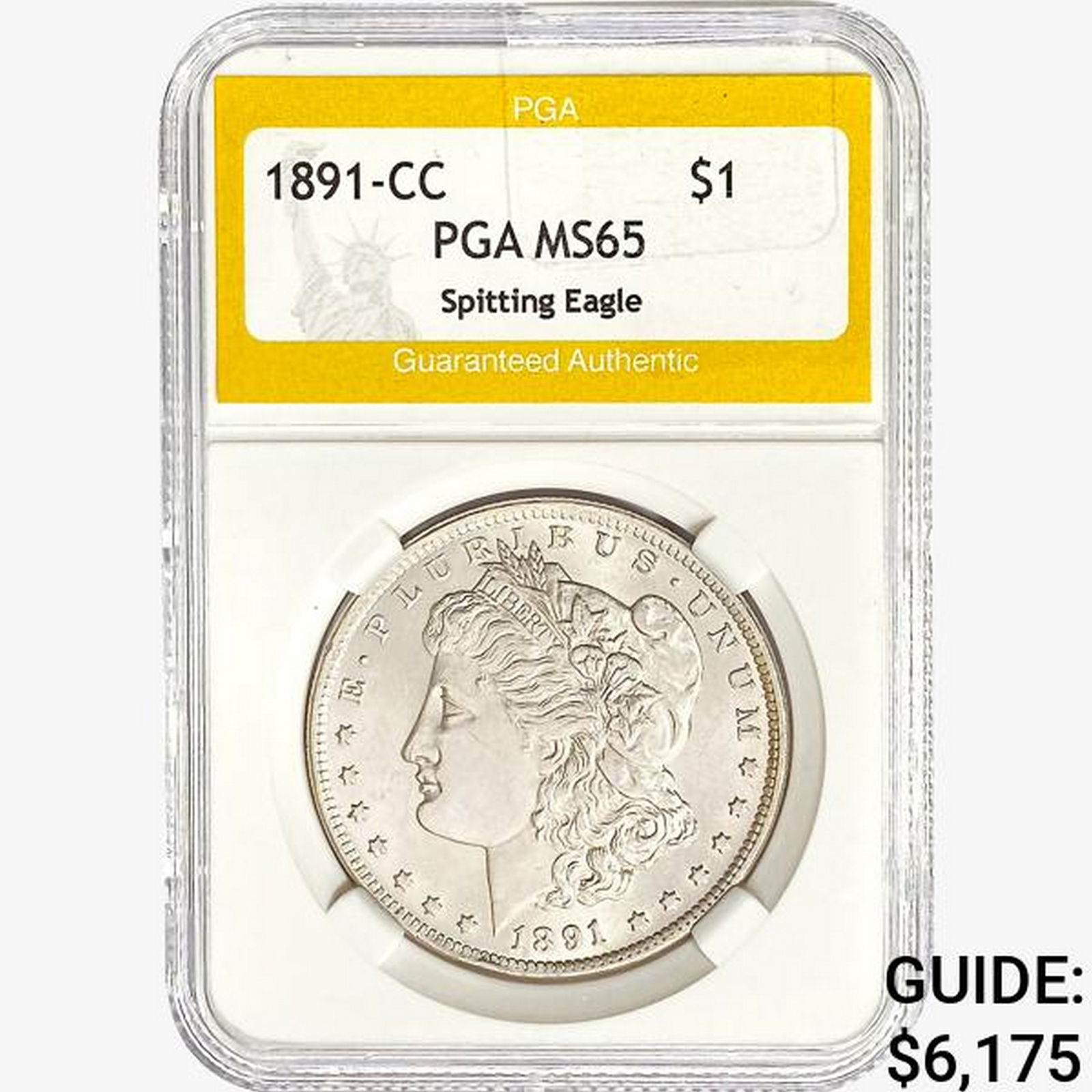 1891-CC Morgan Silver Dollar PGA MS65 Spit. Eagle (1 of 2)