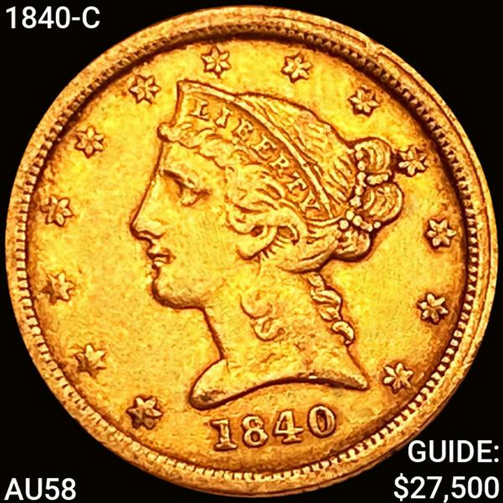 1840-C $5 Gold Half Eagle CHOICE AU (1 of 2)