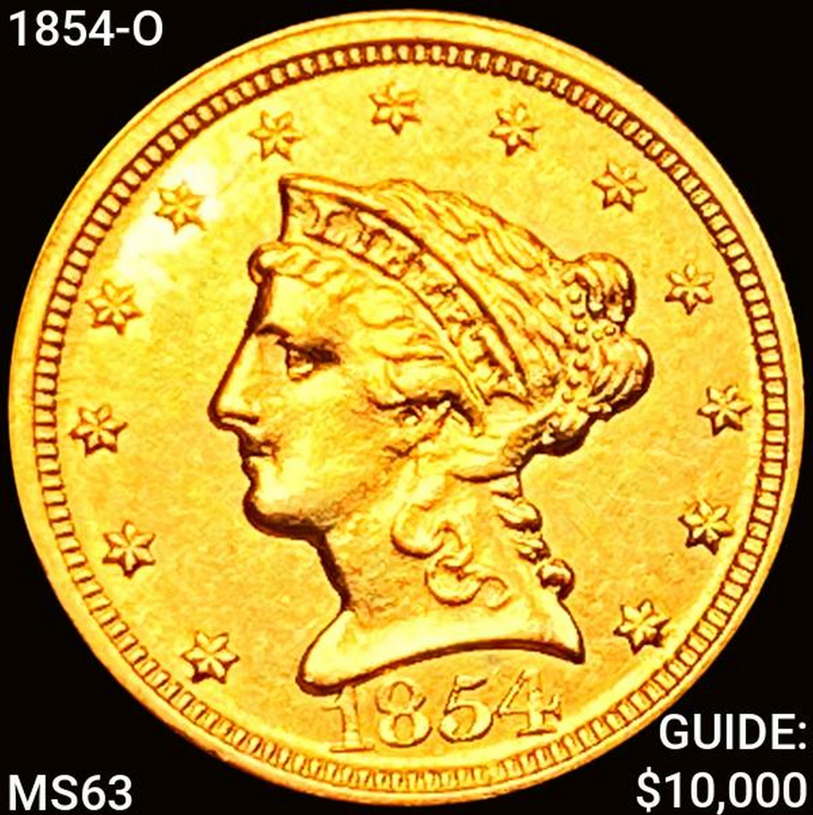 1854-O $2.50 Gold Quarter Eagle CHOICE BU (1 of 2)