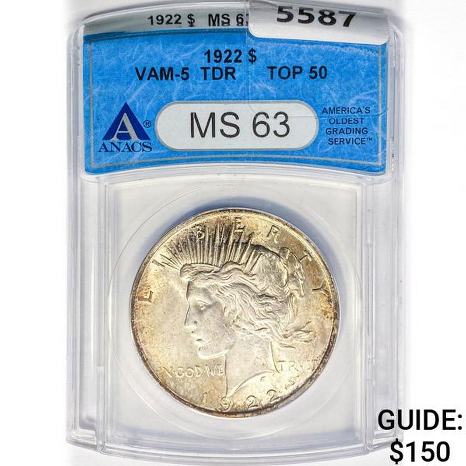 1922 Silver Peace Dollar ANACS MS63 VAM-5 TDR (1 of 2)