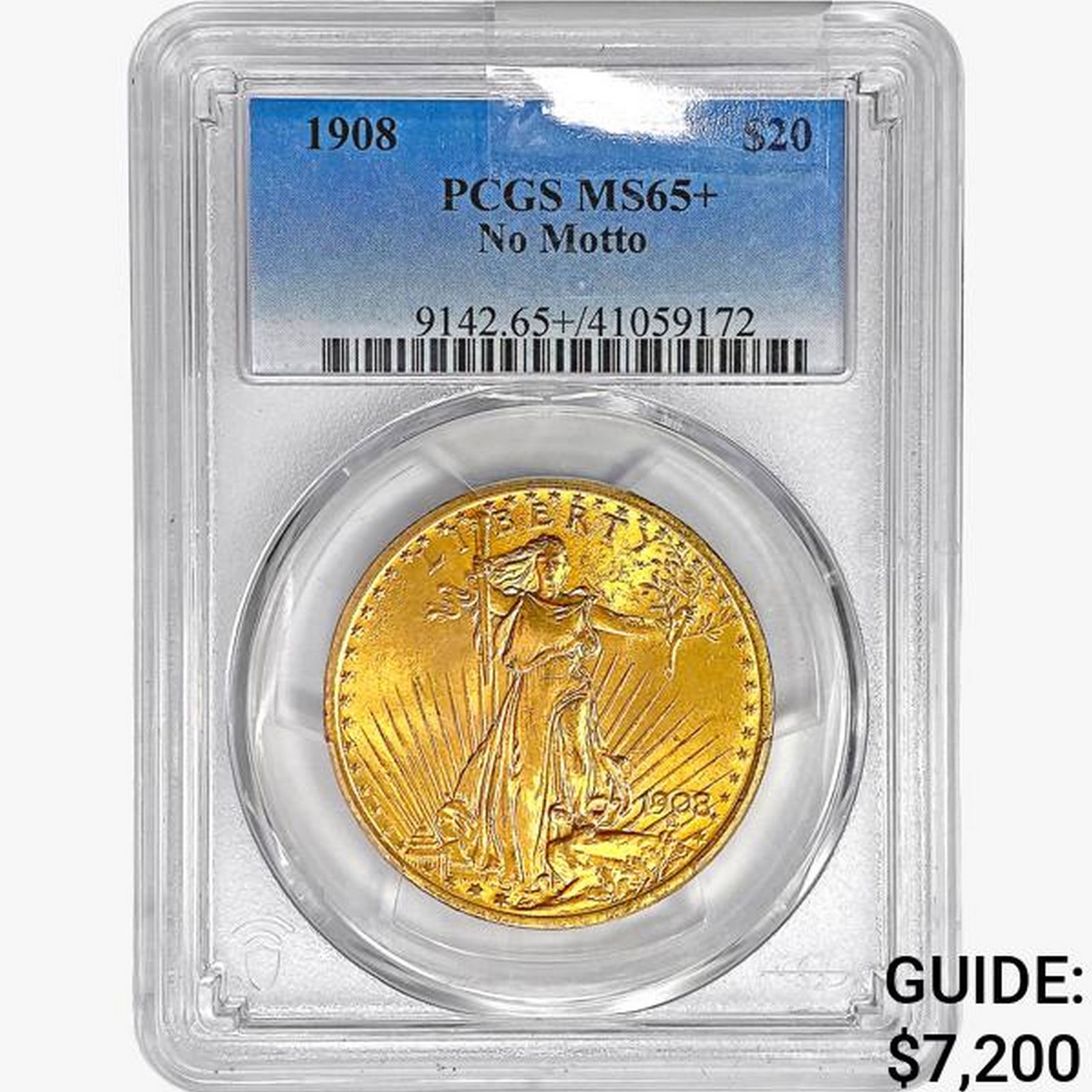 1908 $20 Gold Double Eagle PCGS MS65+ No Motto (1 of 2)