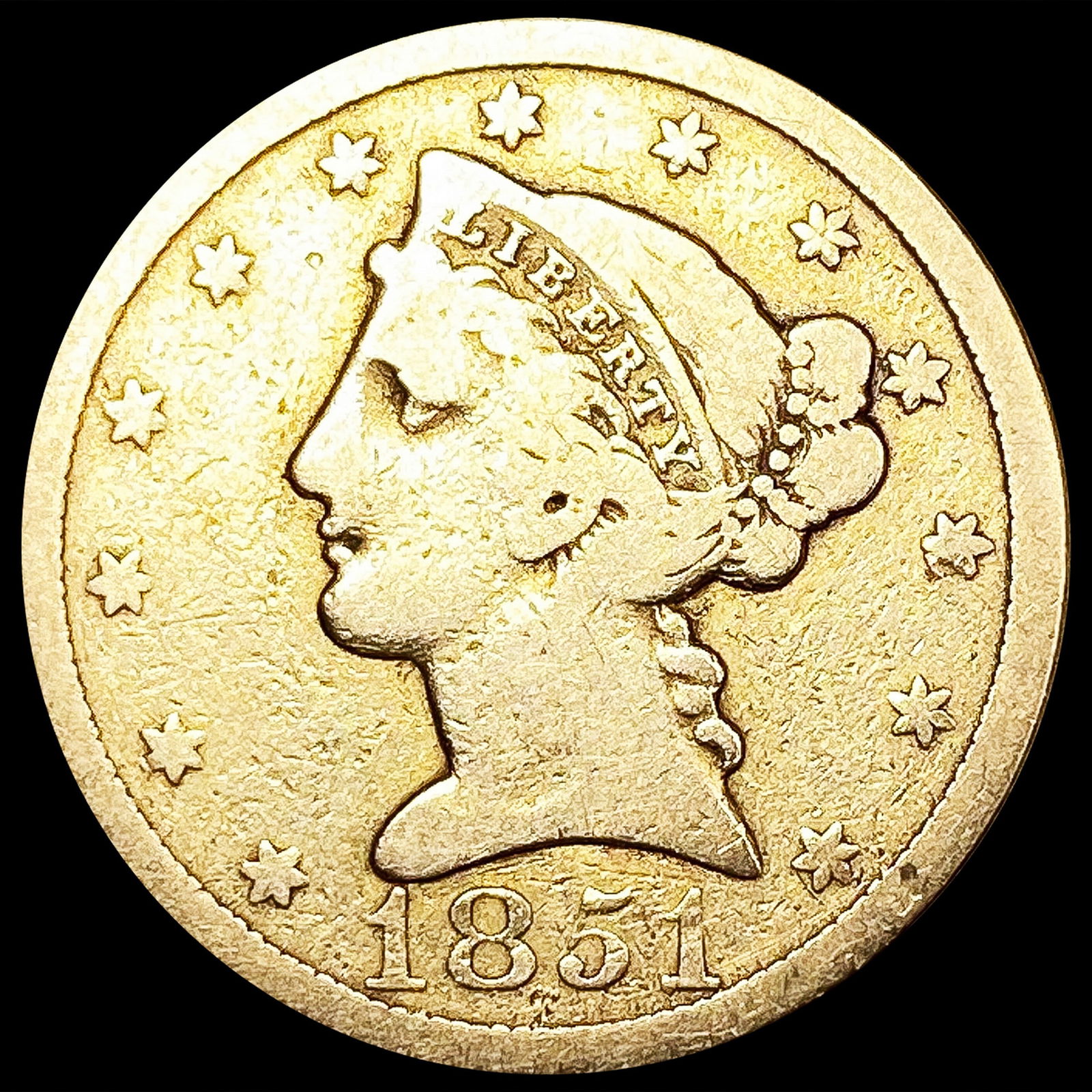 1851 $5 Gold Half Eagle NICELY CIRCULATED (1 of 2)