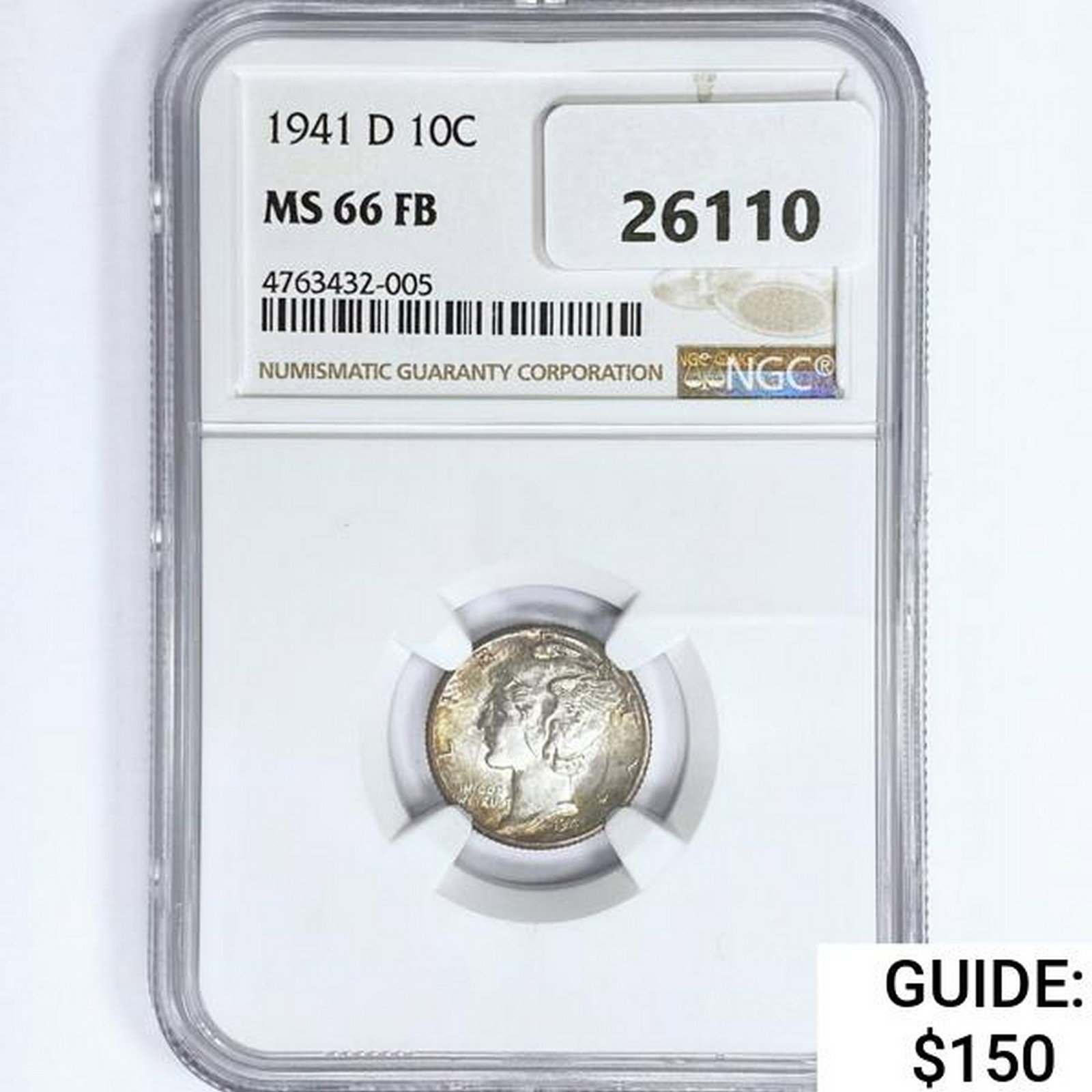 1941-D Mercury Silver Dime NGC MS66 FB: 1941-D Mercury Silver Dime NGC MS66 FB