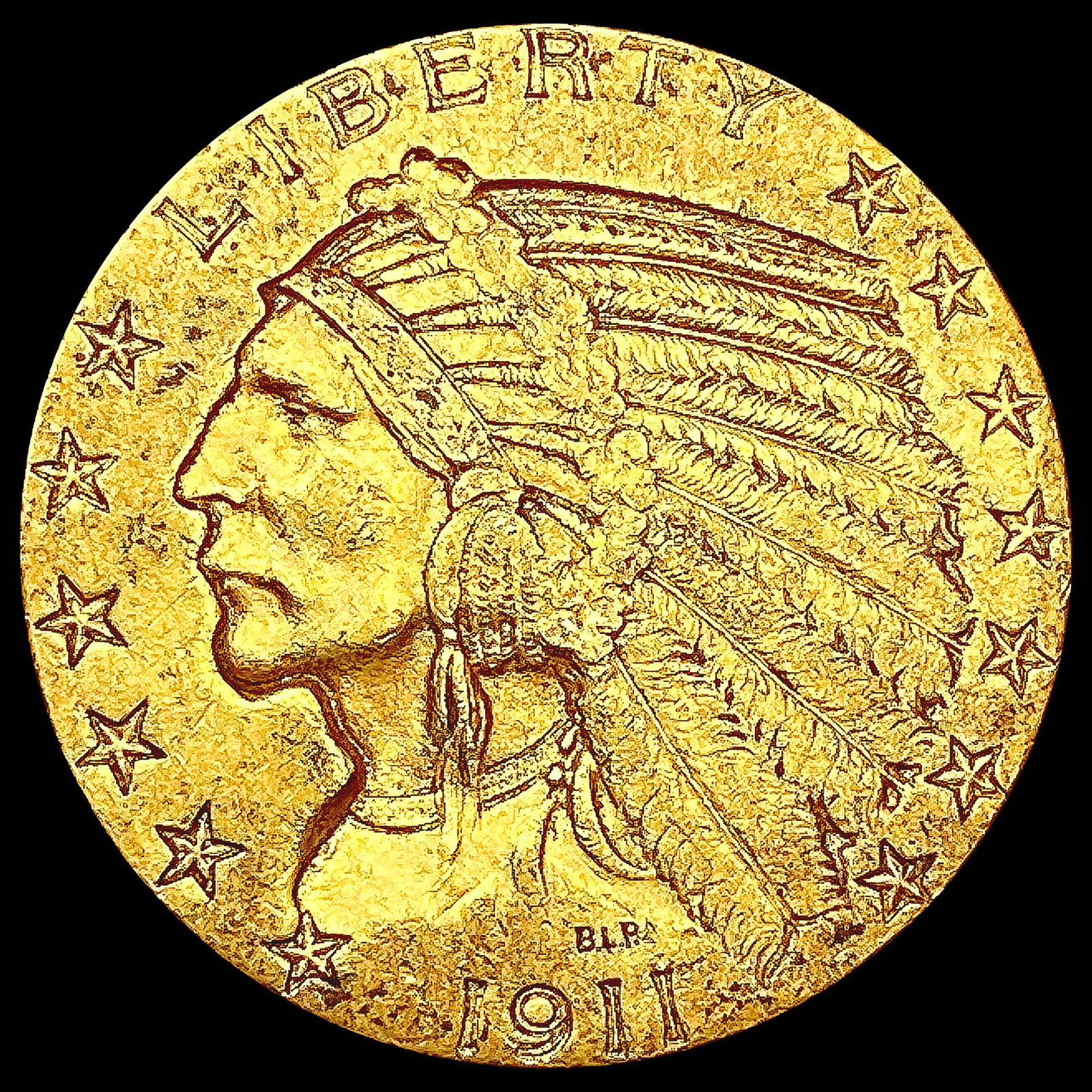 1911-S $5 Gold Half Eagle LIGHTLY CIRCULATED (1 of 2)