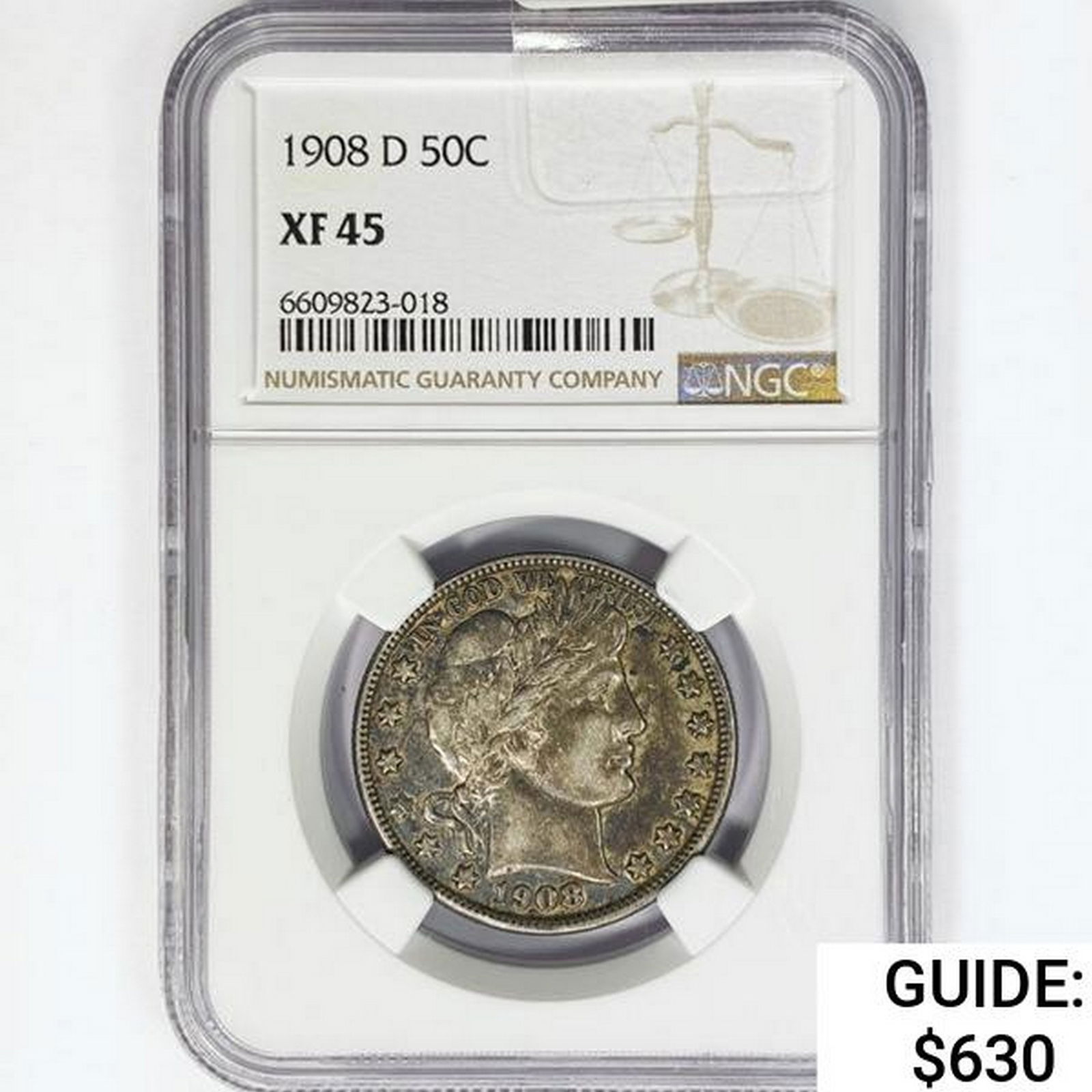 1908-D Barber Half Dollar NGC XF45 (1 of 2)