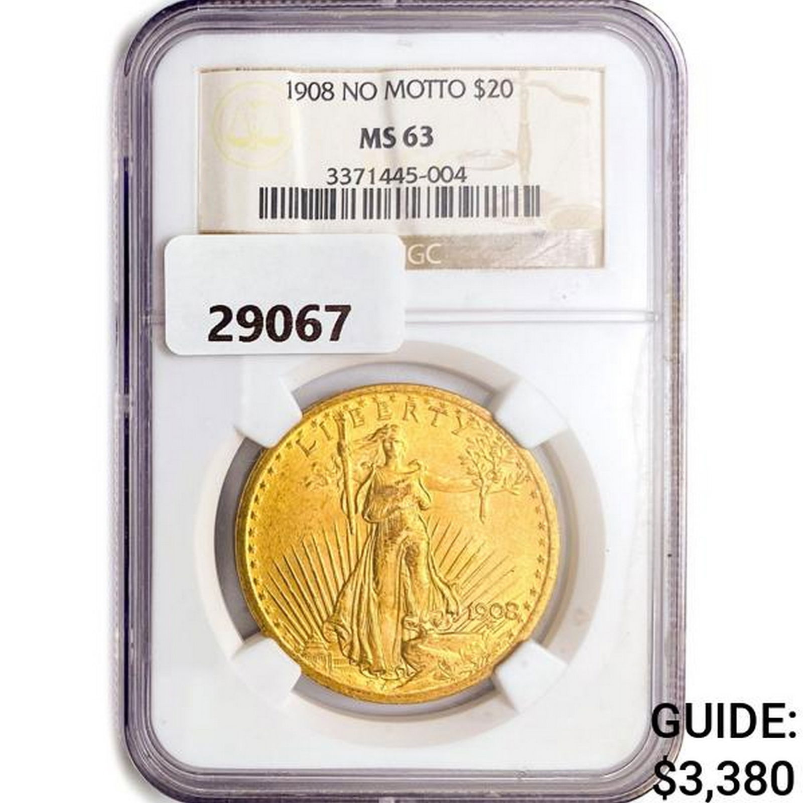1908 $20 Gold Double Eagle NGC MS63 No Motto (1 of 2)