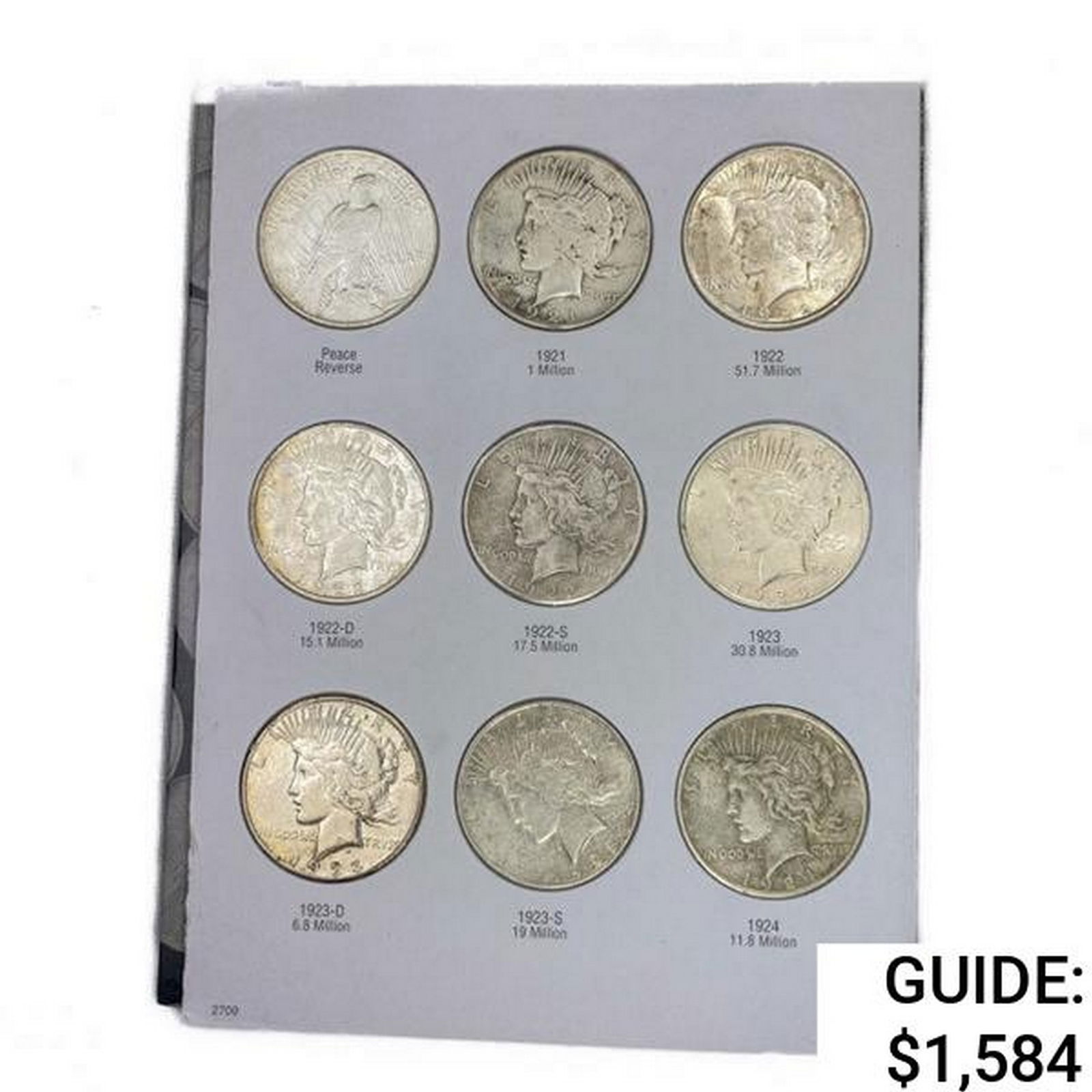 1921-1926 Peace Silver Dollar Book (14 Coins) (1 of 3)