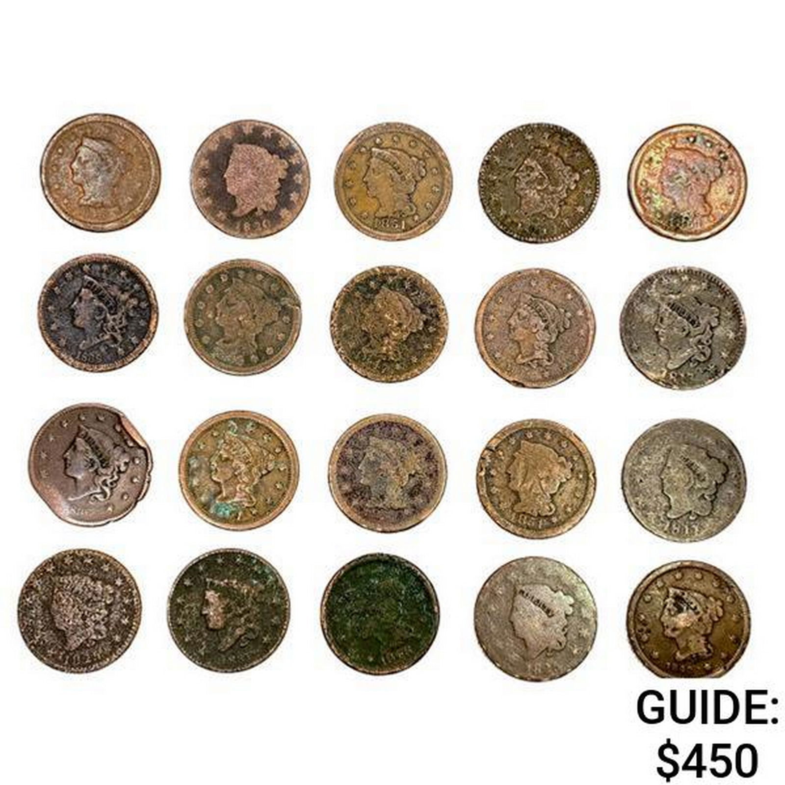 1817-1851 Large Cents (20 Coins) (1 of 2)