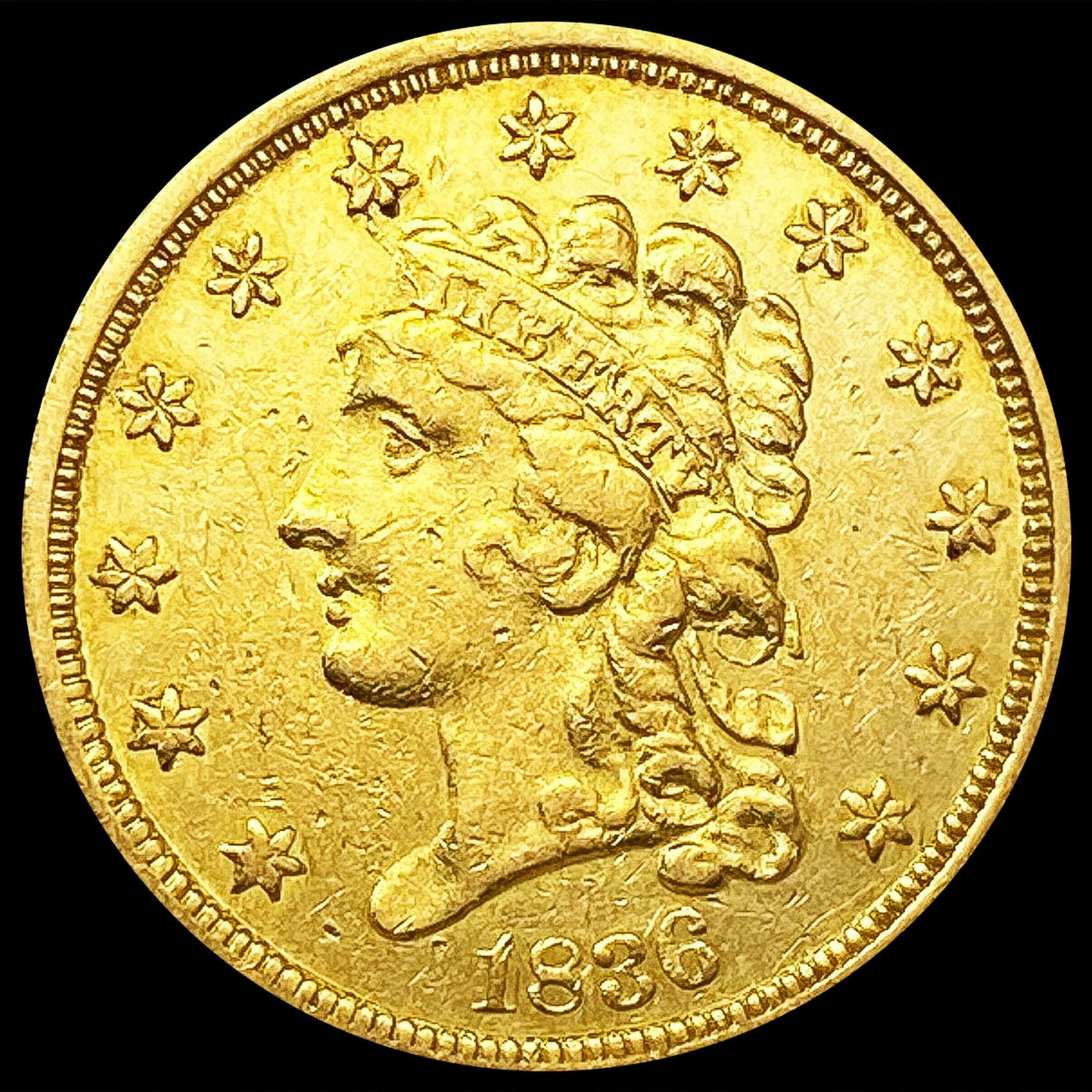 1836 $2.50 Gold Quarter Eagle ABOUT UNCIRCULATED (1 of 2)