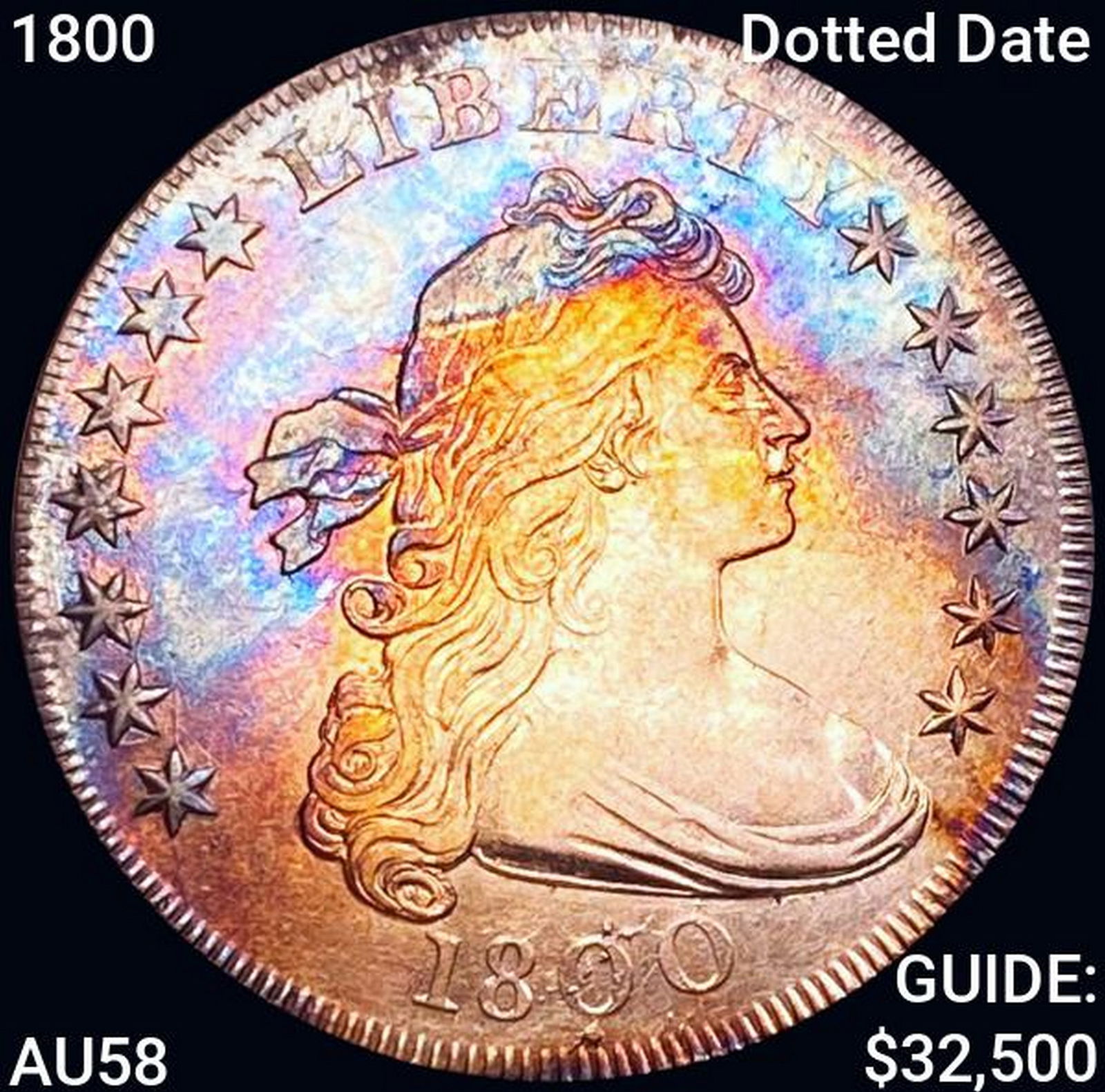 1800 Dotted Date Draped Bust Dollar CHOICE AU (1 of 2)