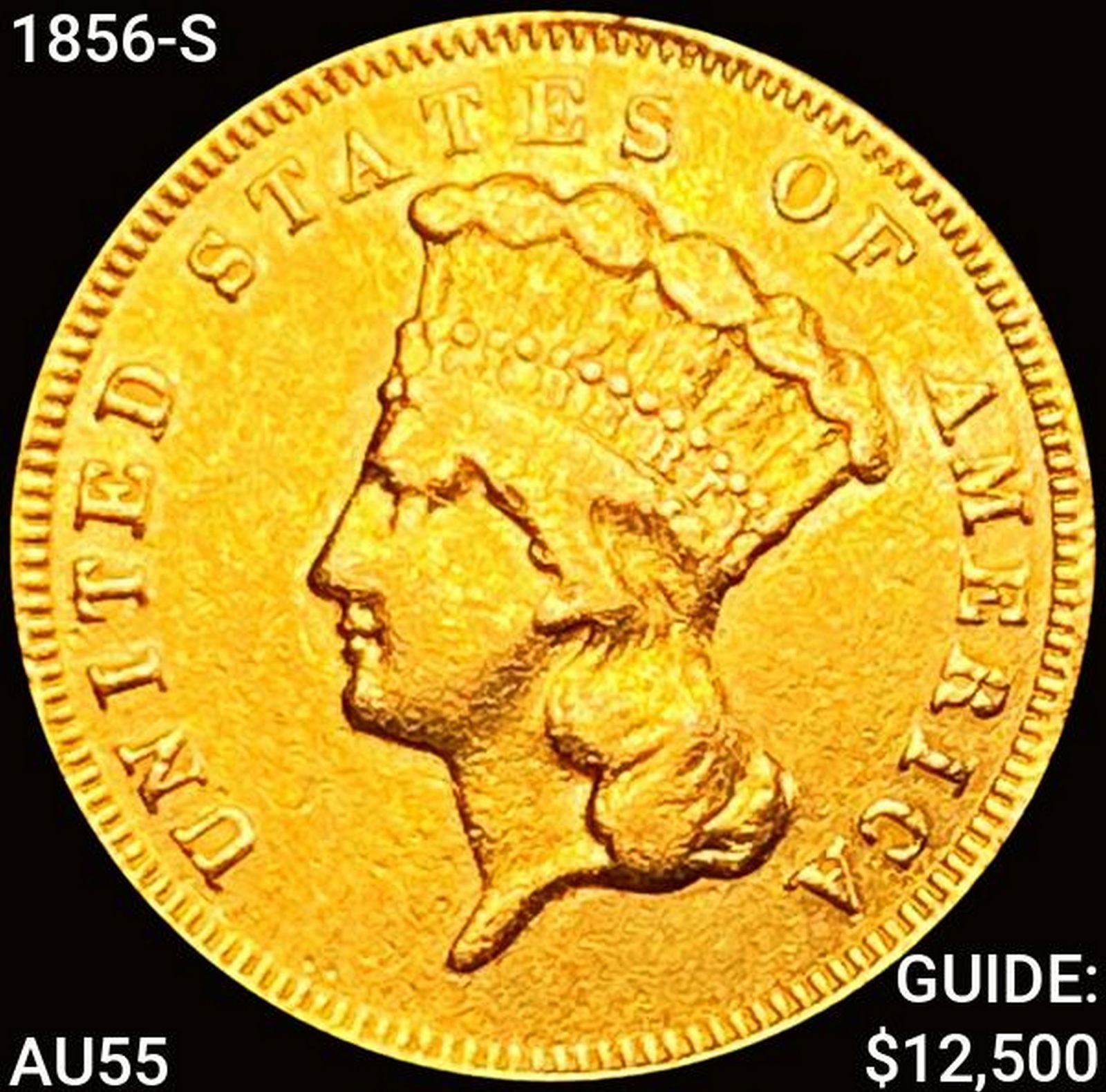 1856-S $3 Gold Piece HIGH GRADE (1 of 2)