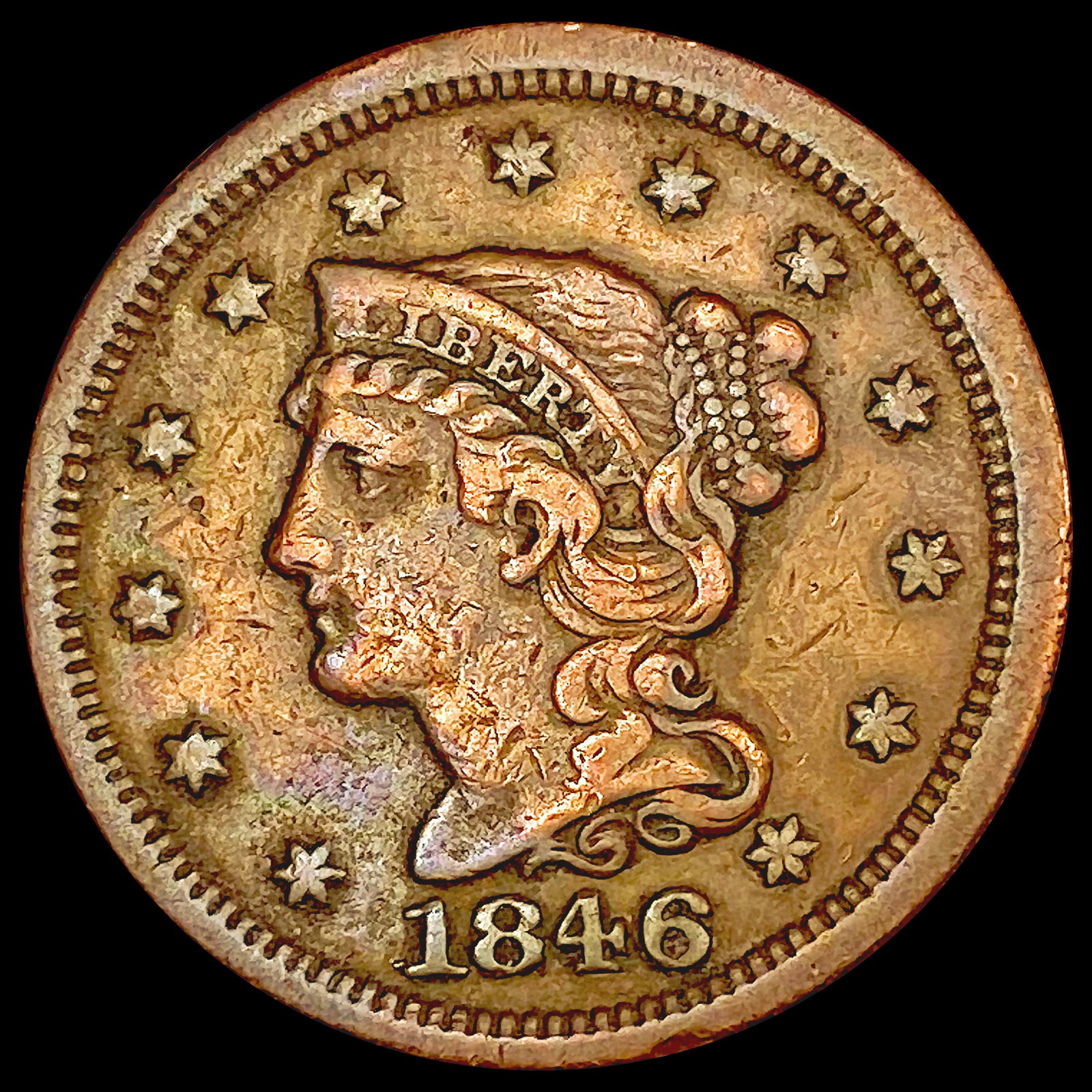 1846 Braided Hair Large Cent LIGHTLY CIRCULATED (1 of 2)