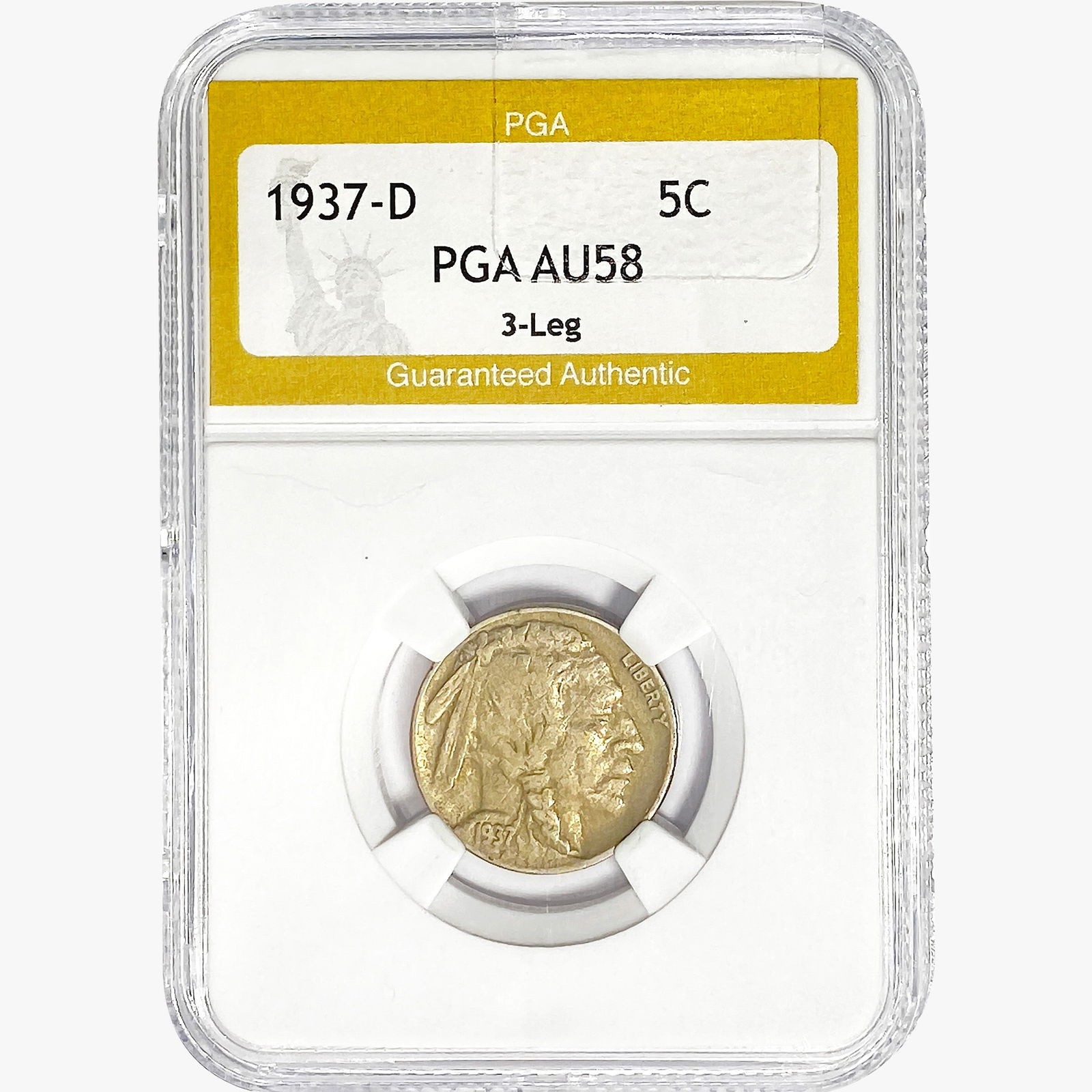 1937-D Buffalo Nickel PGA AU58 3-Leg (1 of 2)
