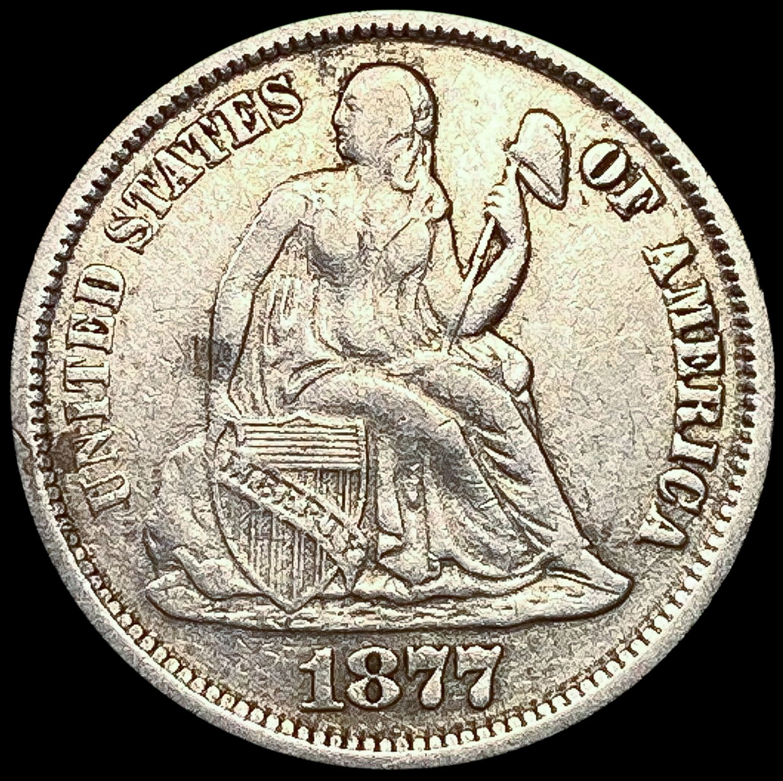 1877-CC Seated Liberty Dime NEARLY UNCIRCULATED (1 of 2)