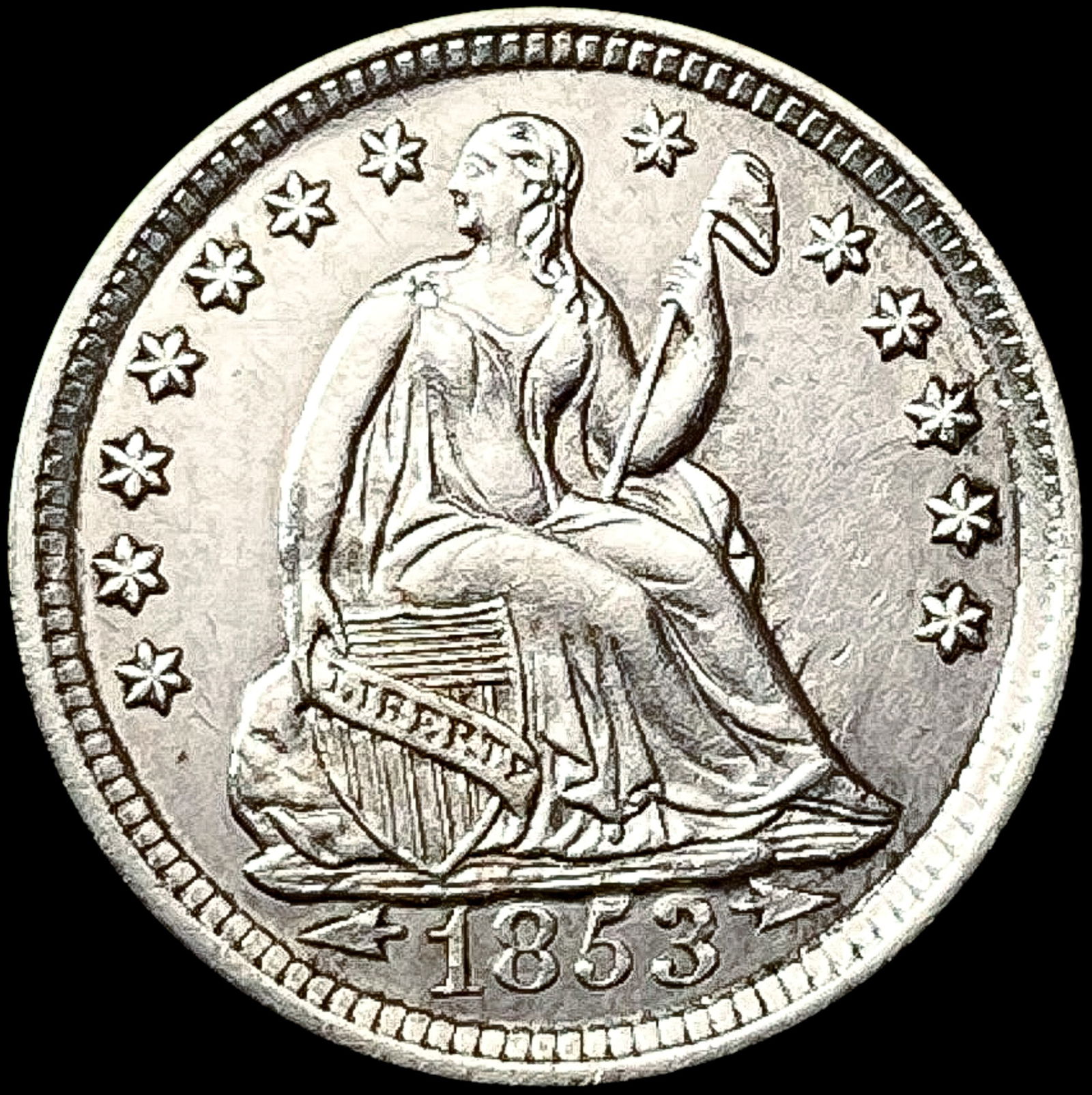1853-O Seated Liberty Half Dime CLOSELY UNCIRCULAT (1 of 2)