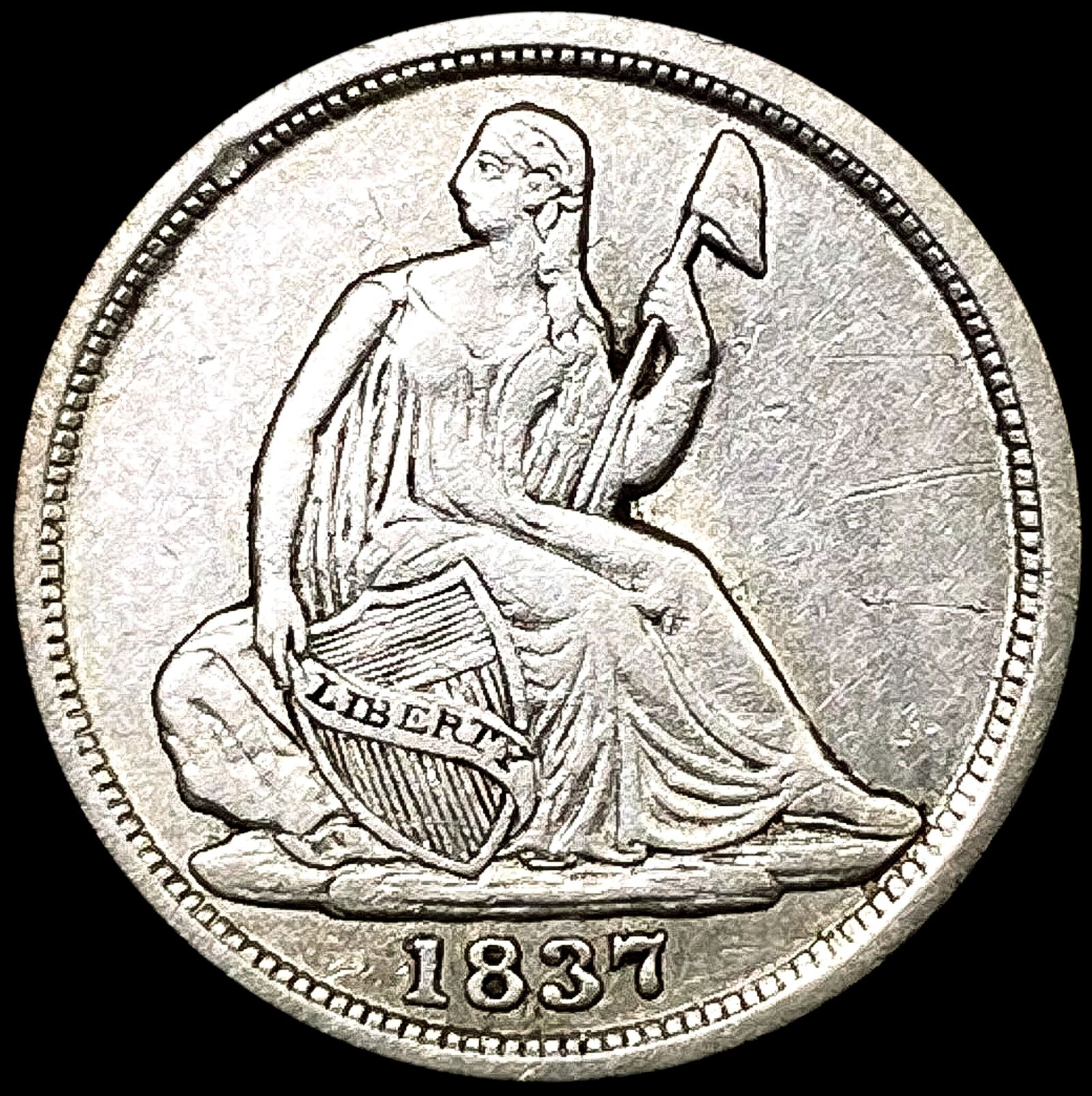 1837 Seated Liberty Half Dime CLOSELY UNCIRCULATED (1 of 2)