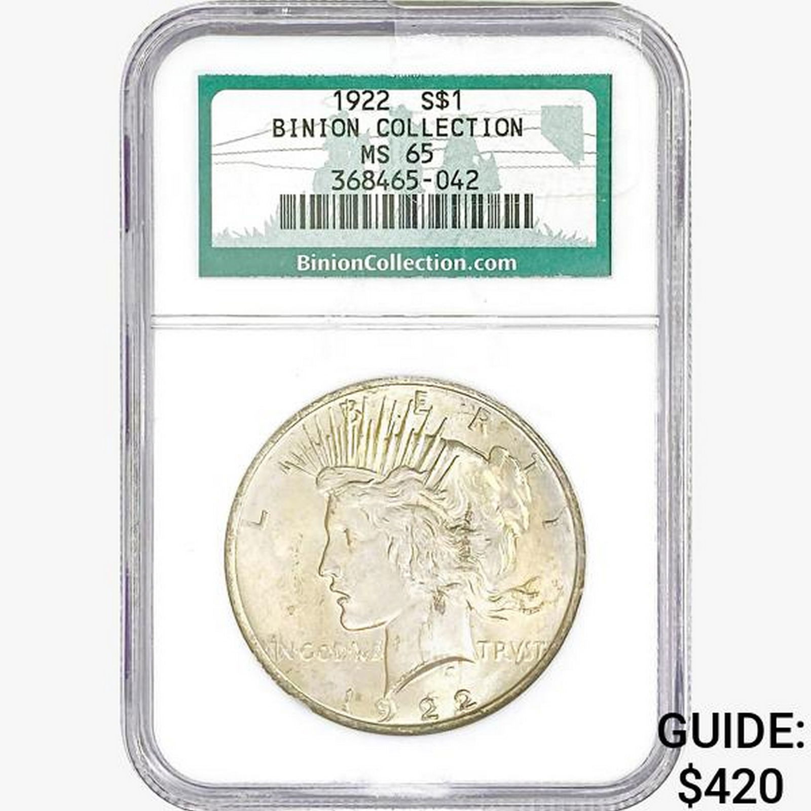 1922 Silver Peace Dollar NGC MS65 (1 of 2)