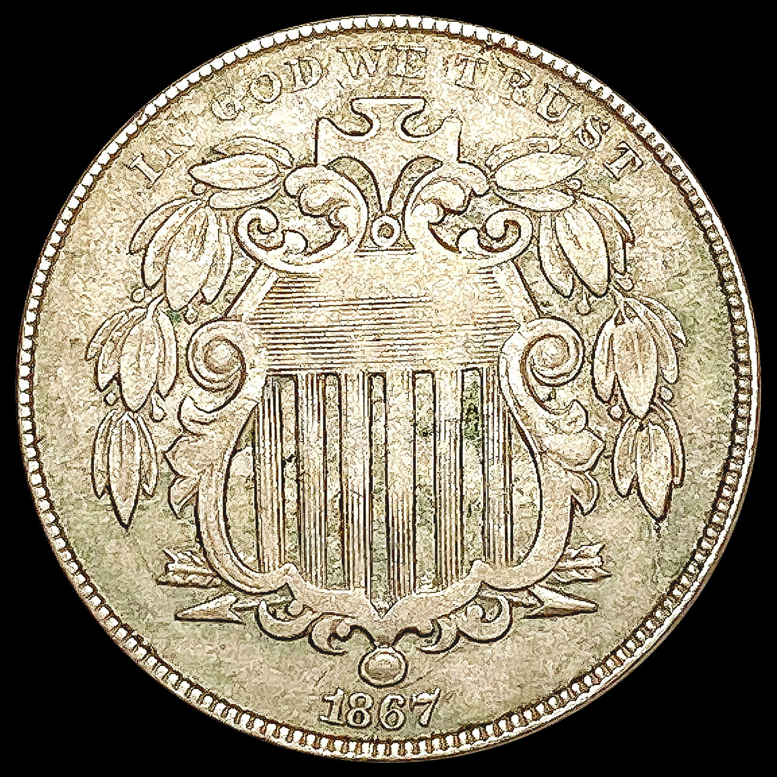 1867 Shield Nickel NEARLY UNCIRCULATED (1 of 2)