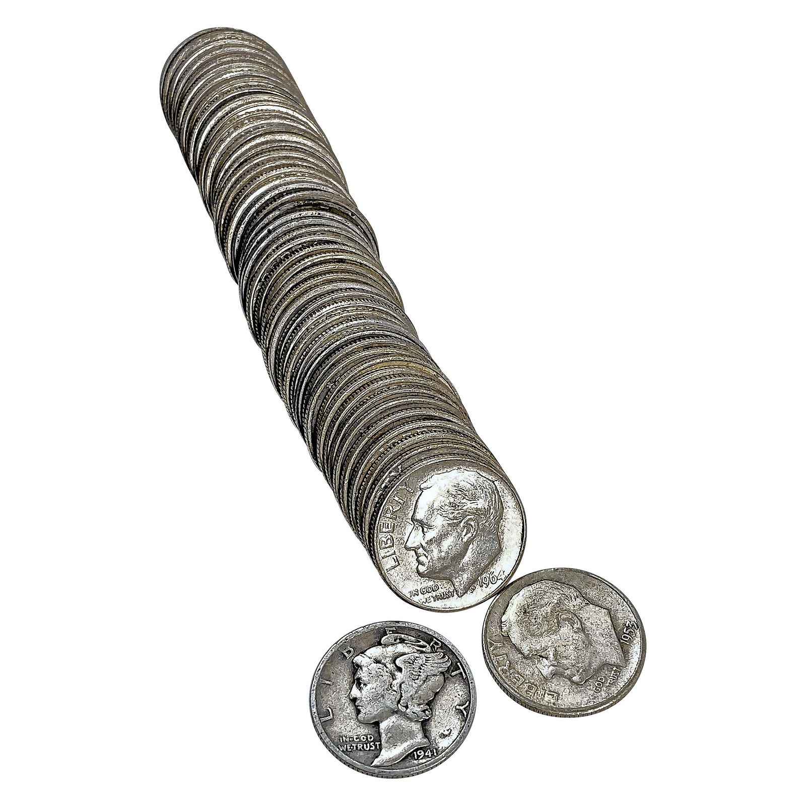 1943-1964 Mixed Roll of US Silver Dimes [50 Coins] (1 of 4)