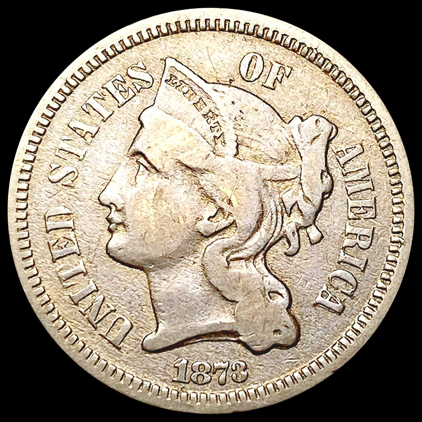 1873 Nickel Three Cent LIGHTLY CIRCULATED (1 of 2)