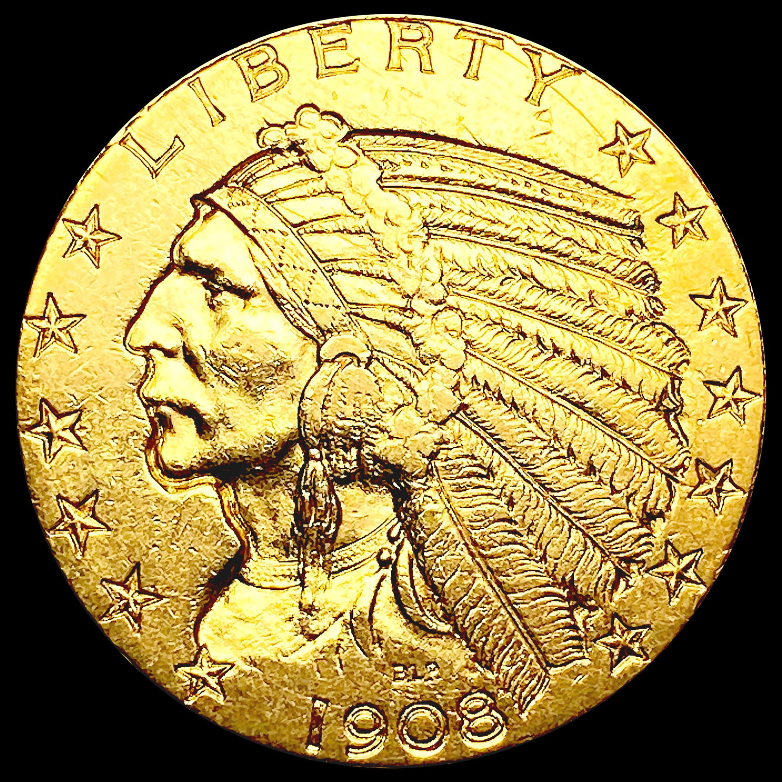 1908 $5 Gold Half Eagle CLOSELY UNCIRCULATED (1 of 2)