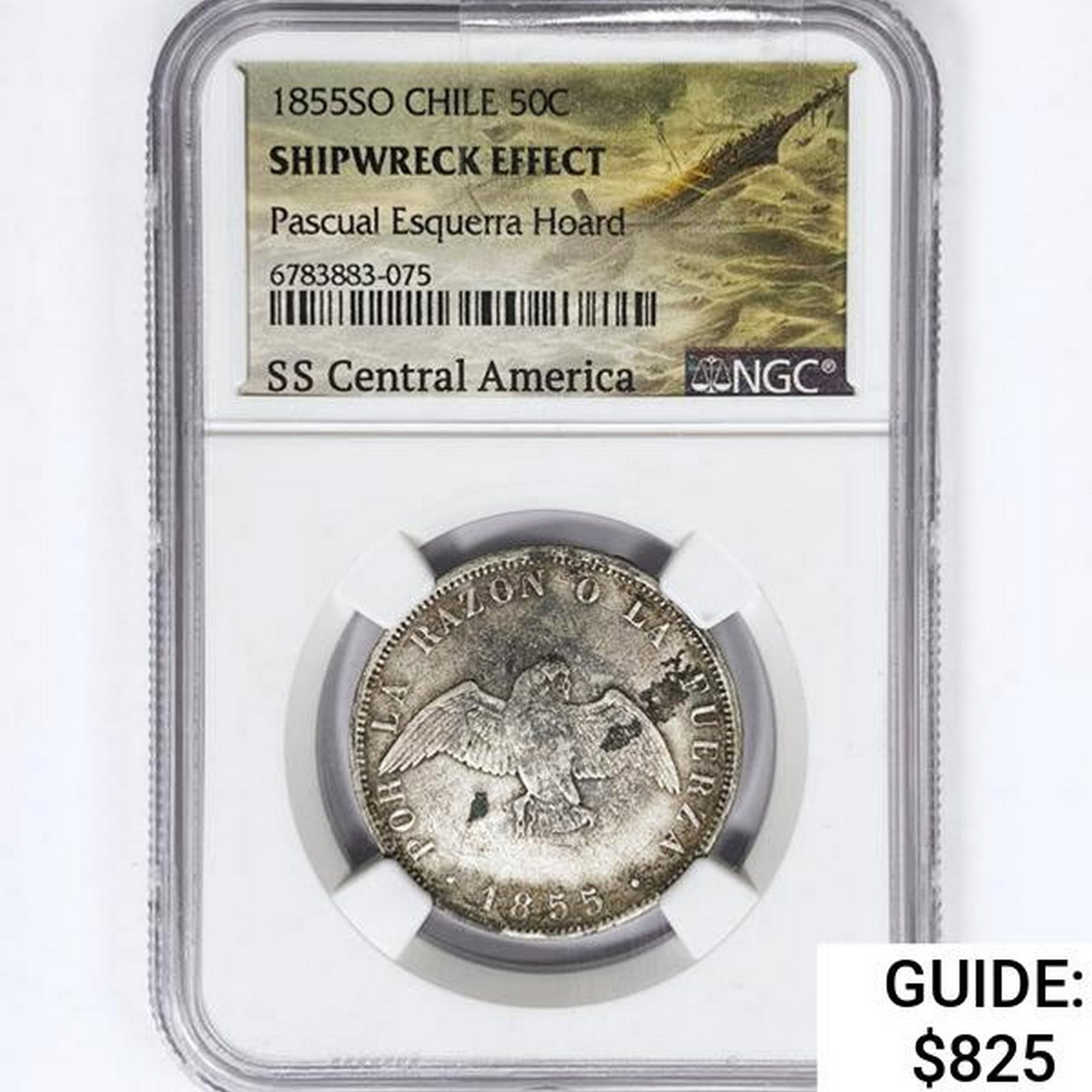 1855SO 50C Chile NGC ShipwreckSS Central America N: 1855SO 50C Chile NGC ShipwreckSS Central America N