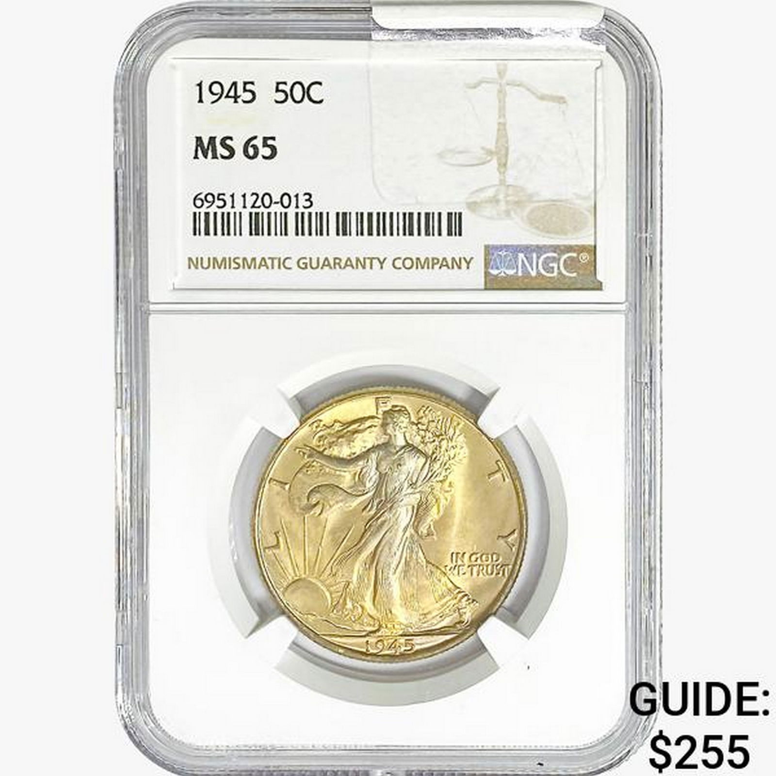 1945 Walking Liberty Half Dollar NGC MS65 (1 of 2)