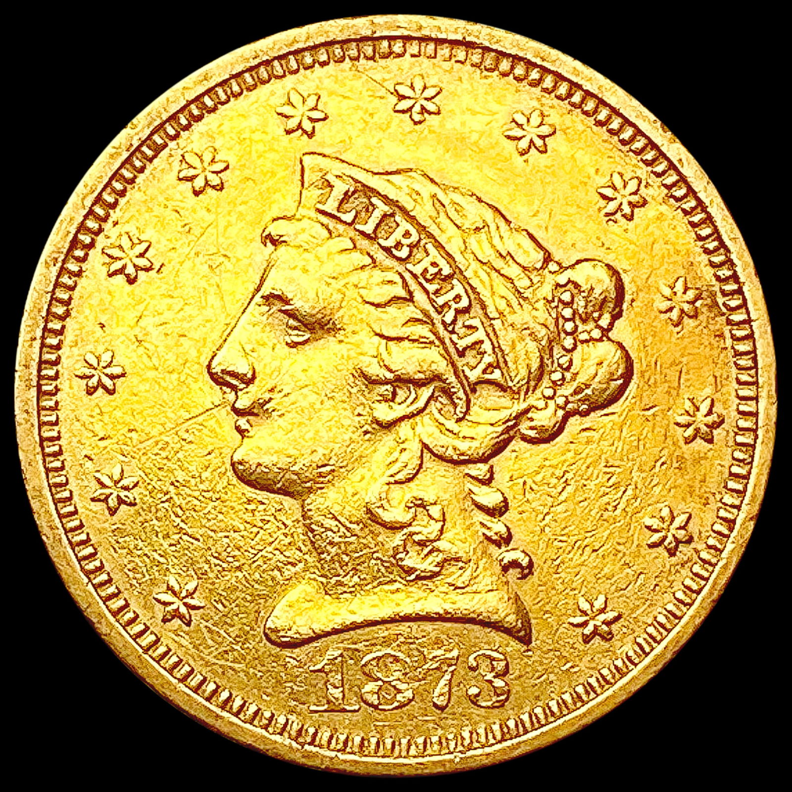 1873 $2.50 Gold Quarter Eagle CLOSELY UNCIRCULATED (1 of 2)