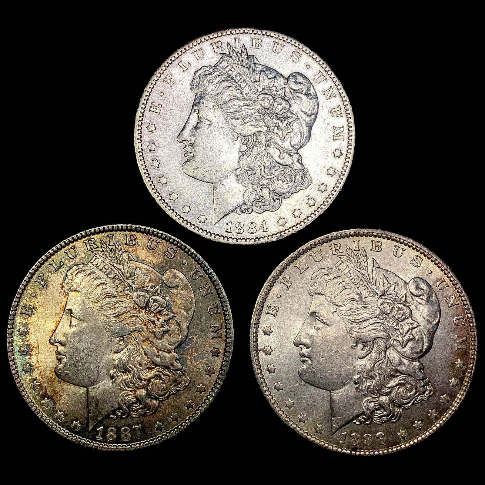 [3] Morgan Silver Dollars [1884-S, 1887, 1888] CLO (1 of 2)