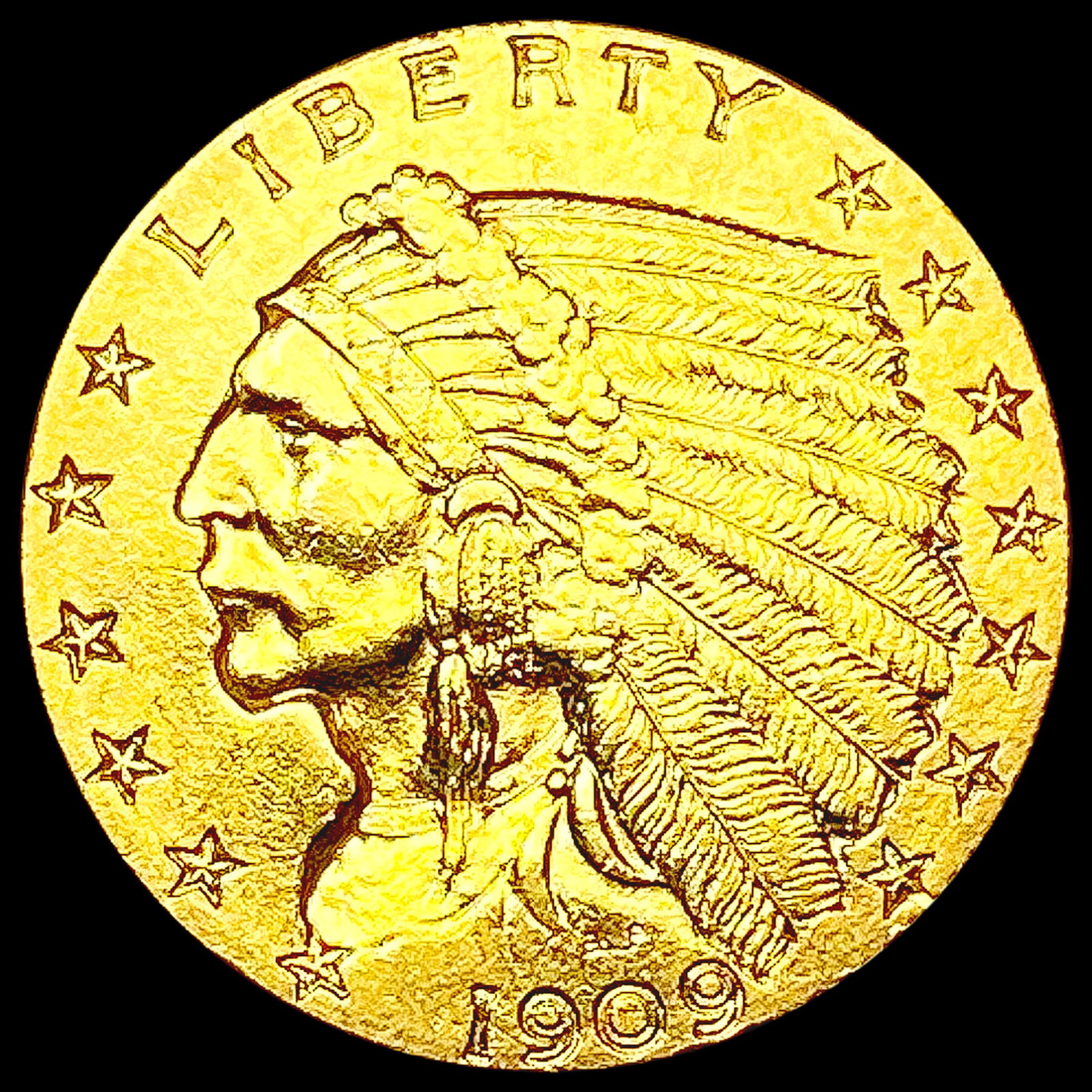 1909 $2.50 Gold Quarter Eagle CLOSELY UNCIRCULATED (1 of 2)