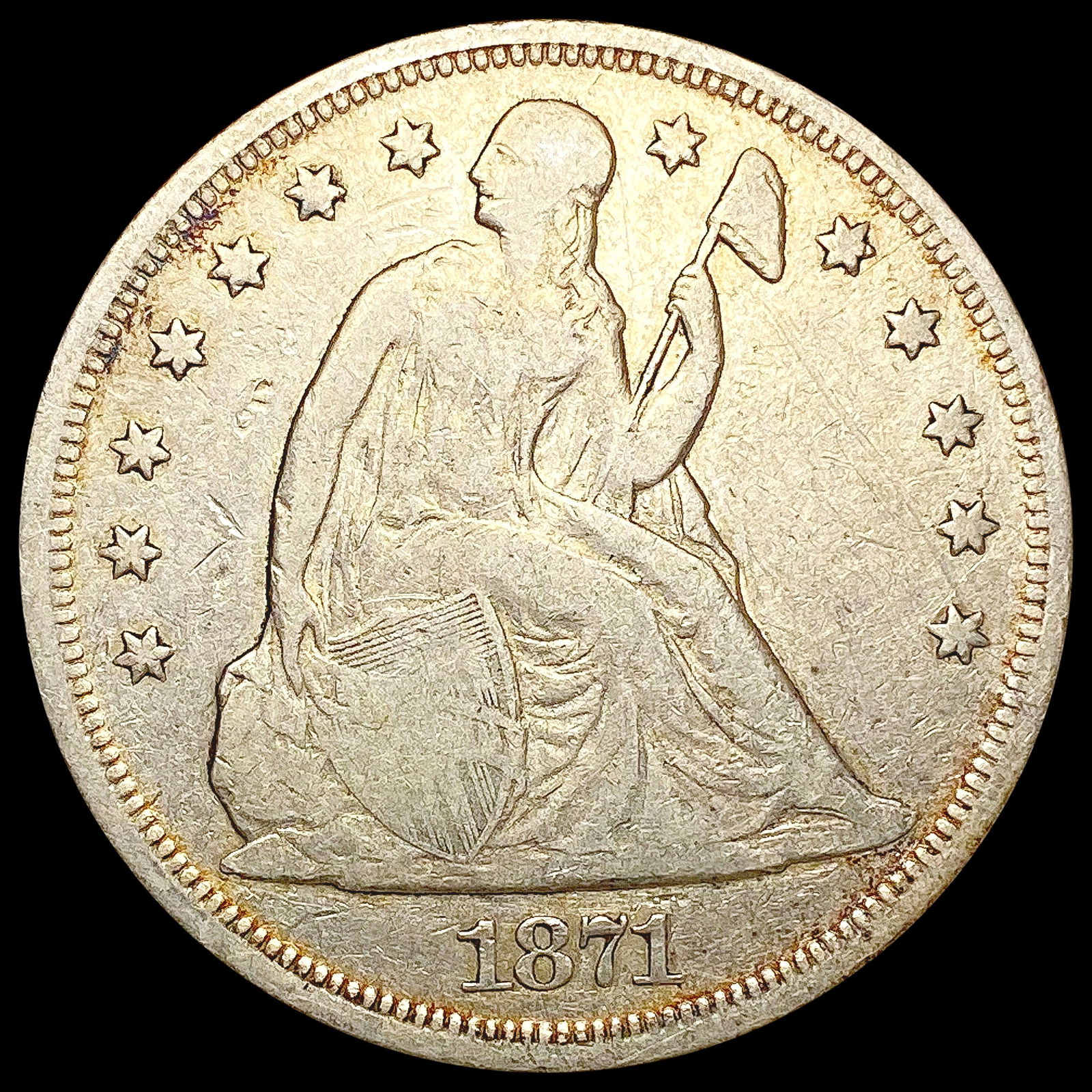 1871 Seated Liberty Dollar NICELY CIRCULATED (1 of 2)