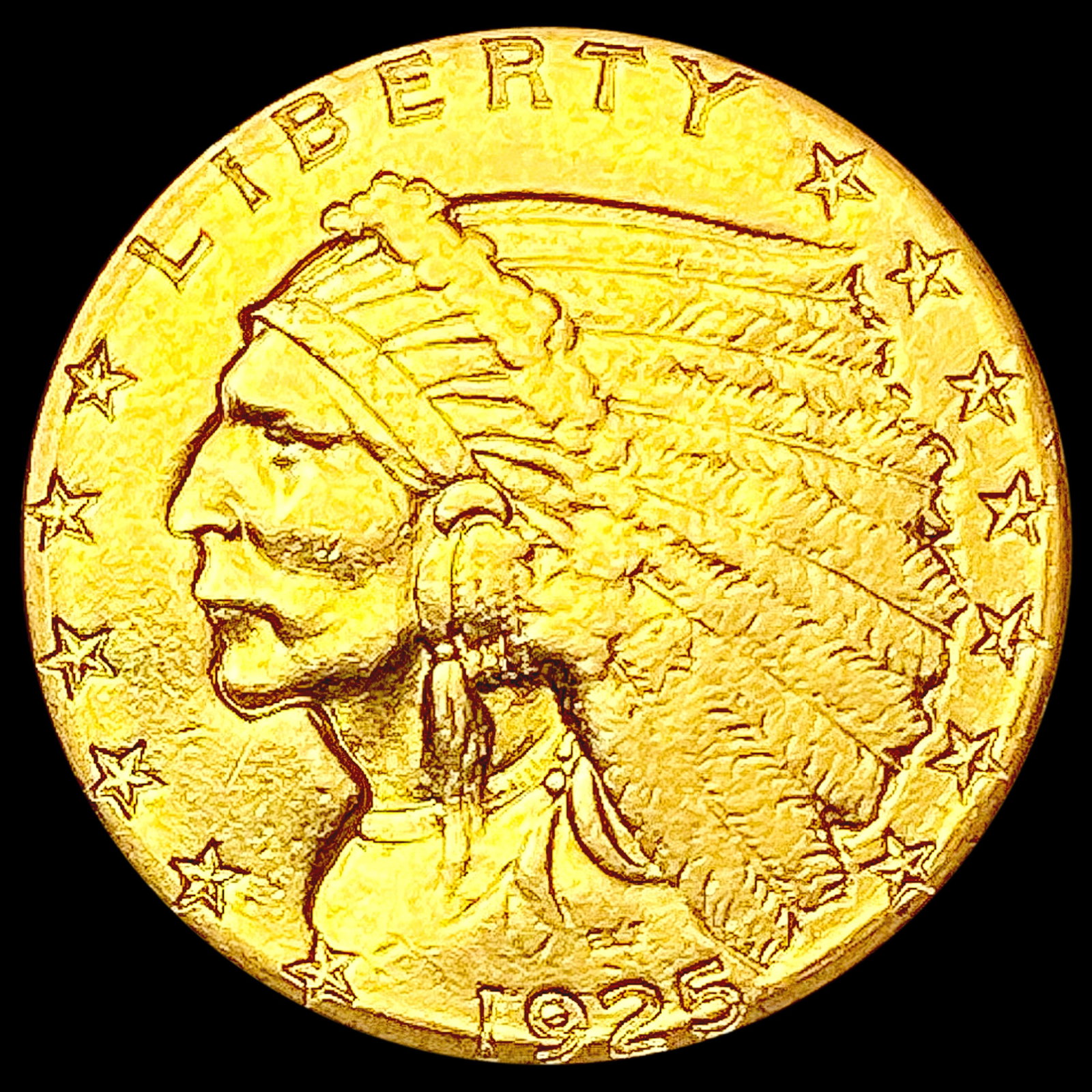 1925-D $2.50 Gold Quarter Eagle CLOSELY UNCIRCULAT: 1925-D $2.50 Gold Quarter Eagle CLOSELY UNCIRCULAT