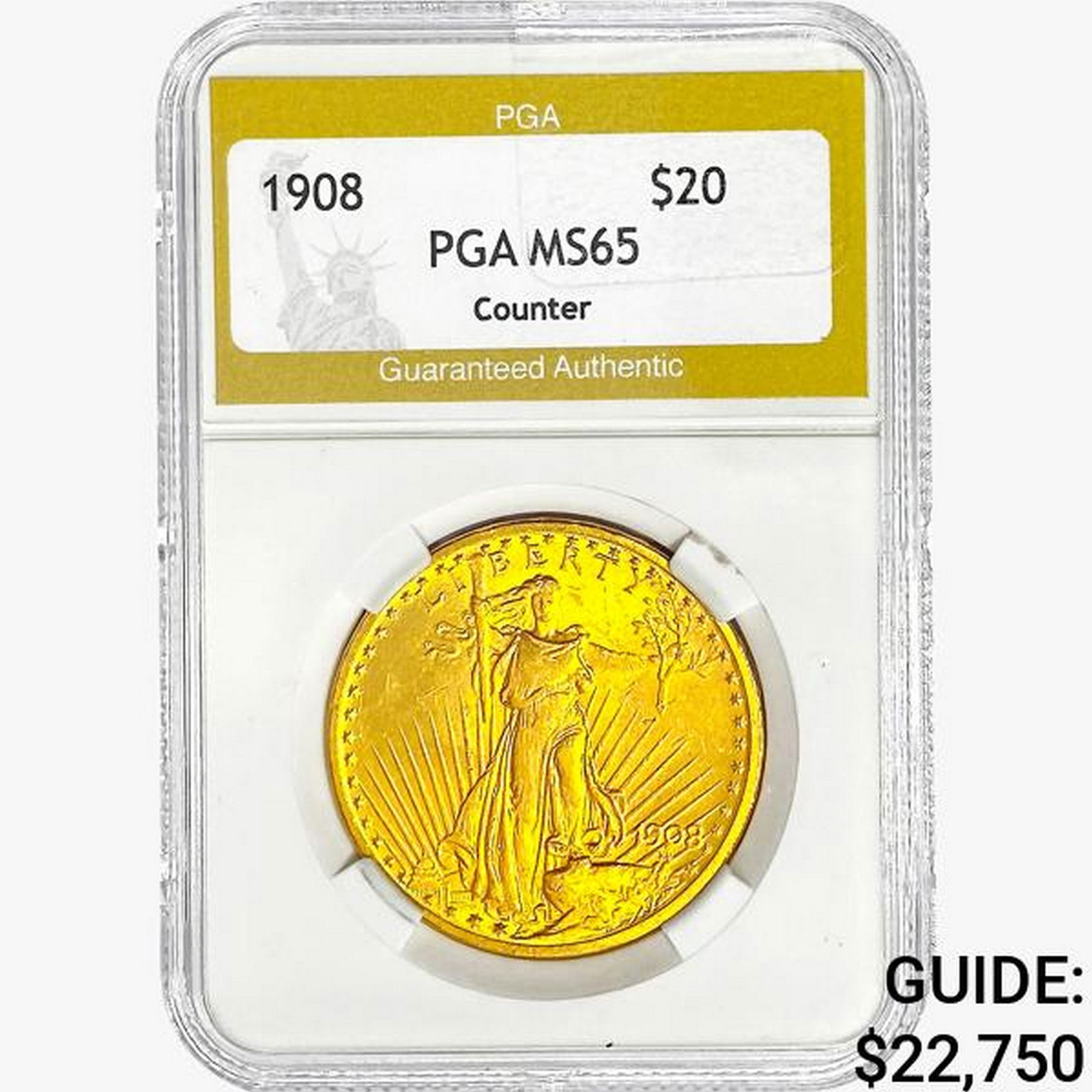 1908 $20 Gold Double Eagle PGA MS65 Counter (1 of 2)