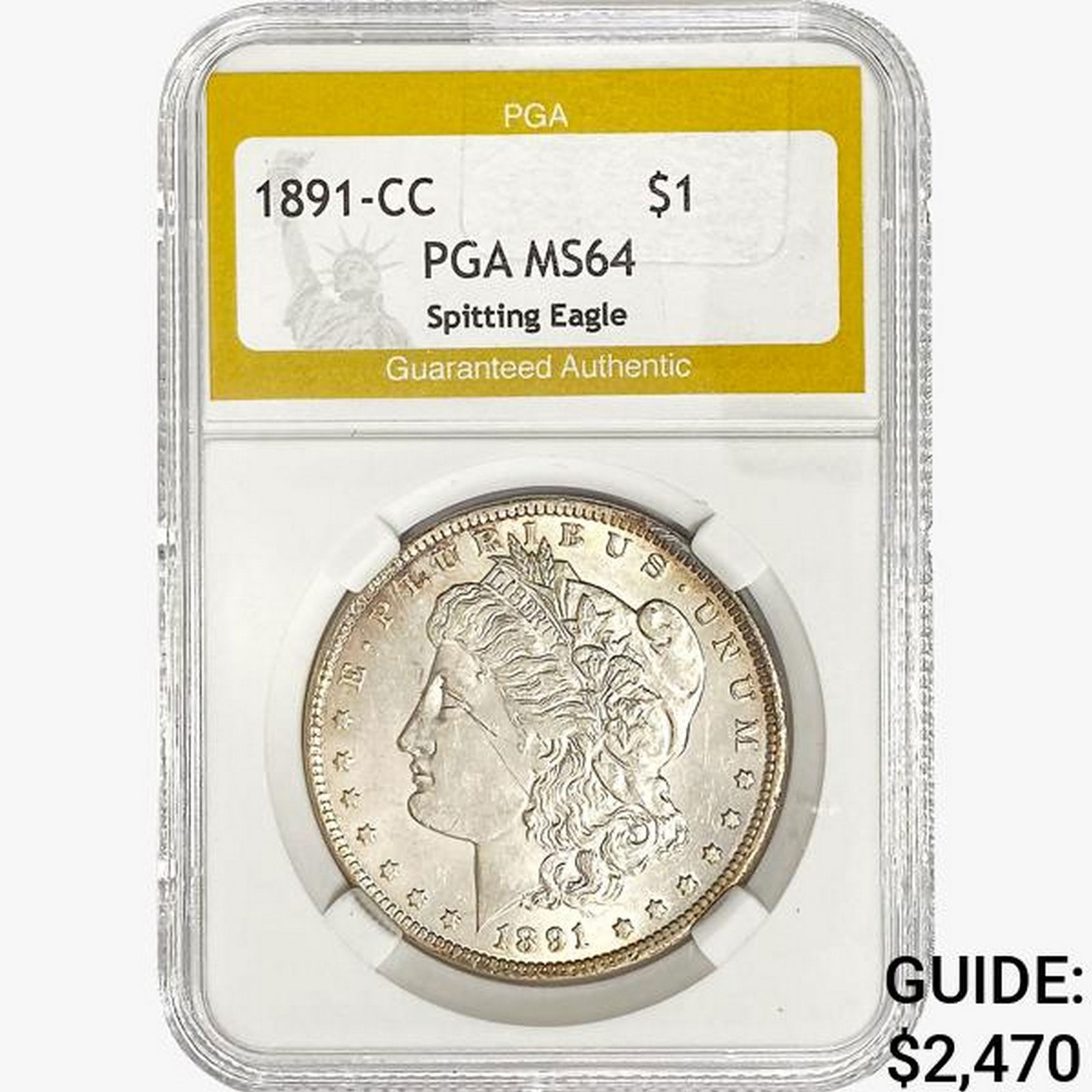 1891-CC Morgan Silver Dollar PGA MS64 Spit. Eagle (1 of 2)