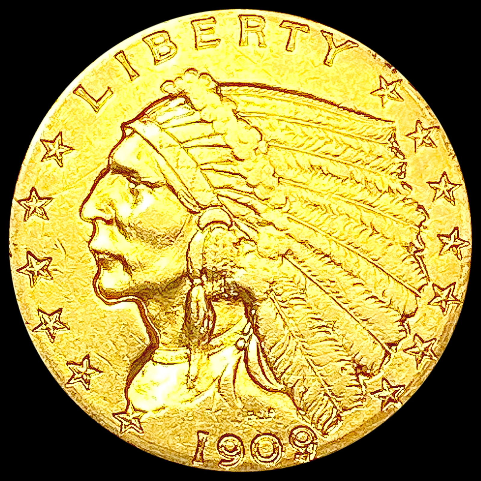 1909 $2.50 Gold Quarter Eagle CLOSELY UNCIRCULATED (1 of 2)