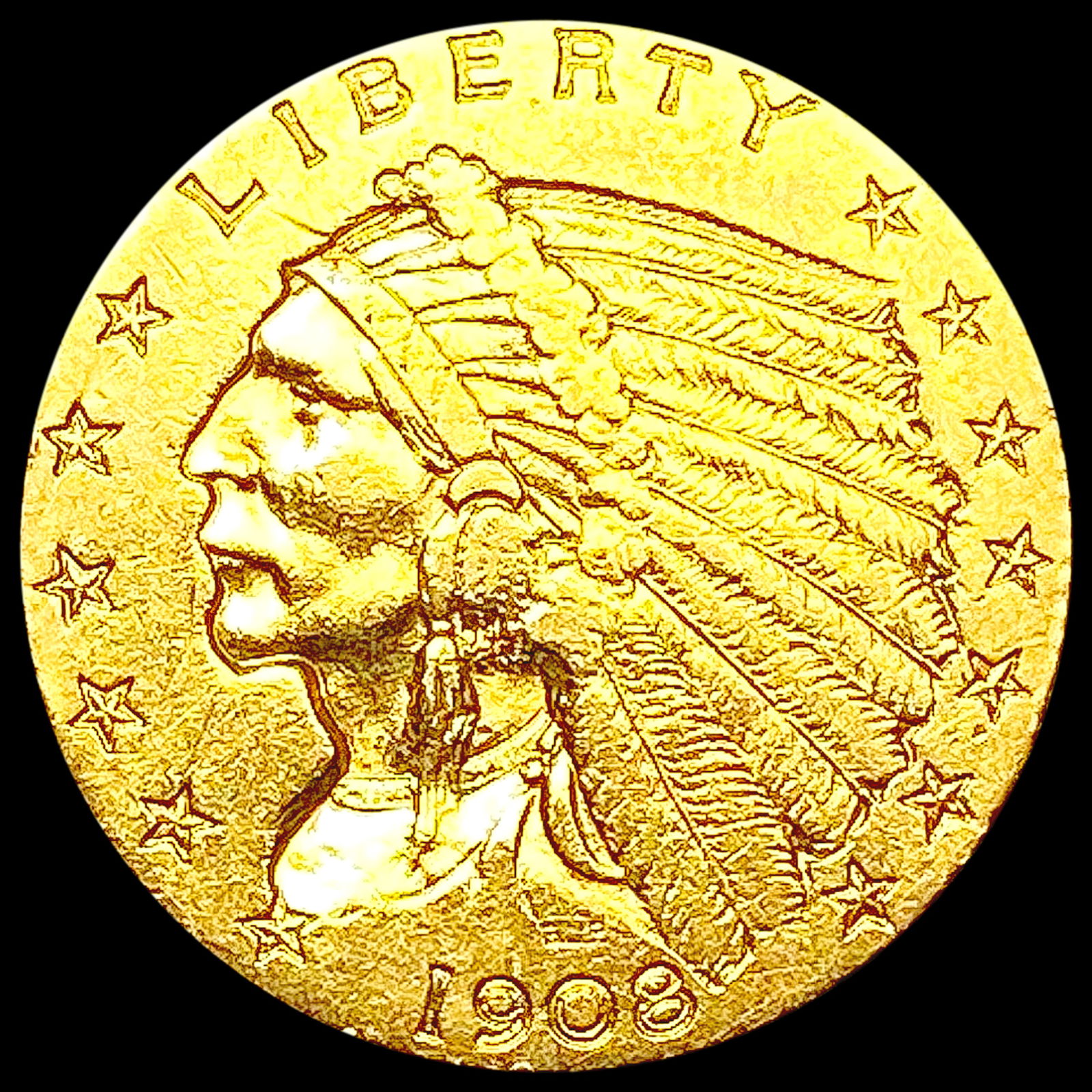 1908 $2.50 Gold Quarter Eagle CLOSELY UNCIRCULATED (1 of 2)