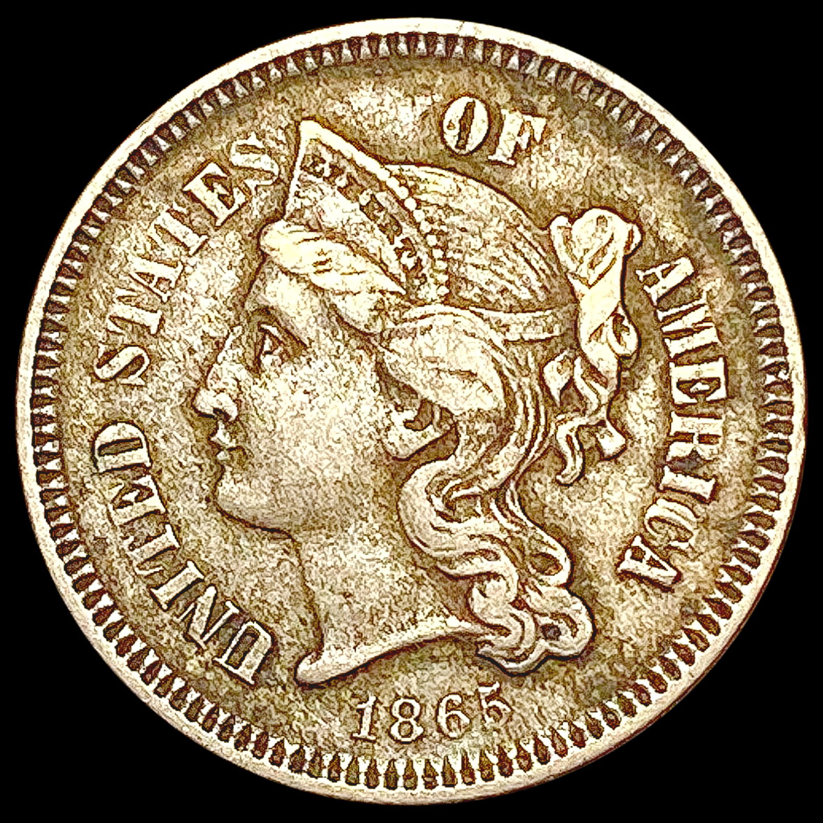 1865 Nickel Three Cent LIGHTLY CIRCULATED (1 of 2)