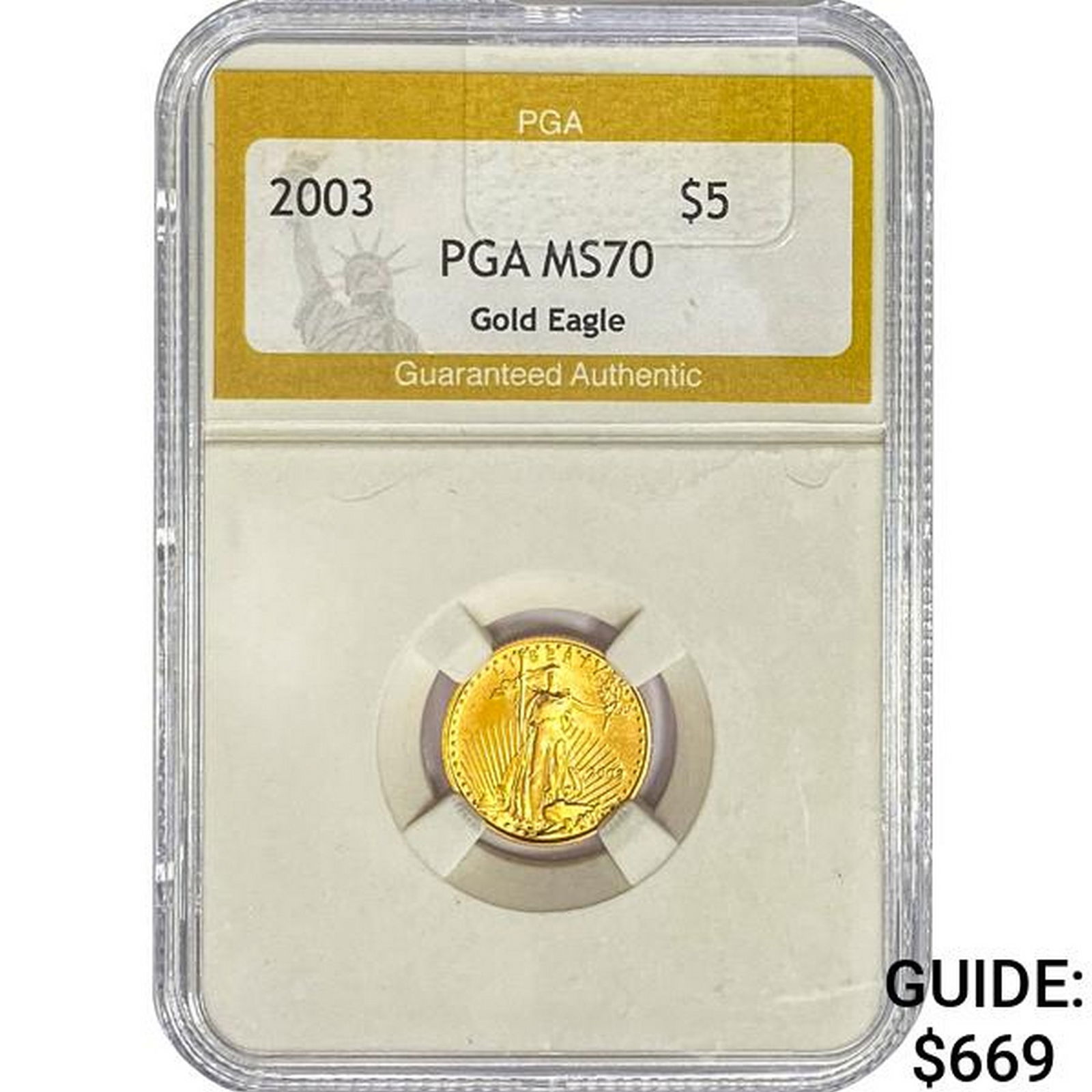 2003 $5 1/10oz. American Gold Eagle PGA MS70 (1 of 2)