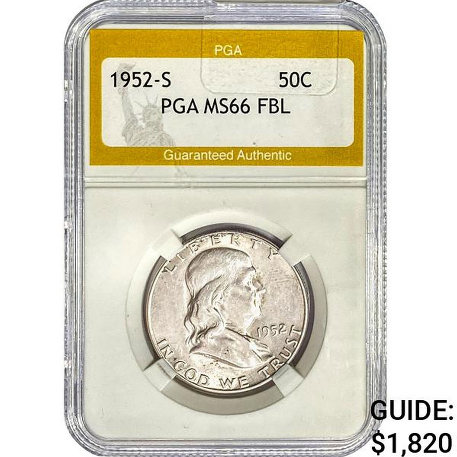 1952-S Franklin Half Dollar PGA MS66 FBL (1 of 2)