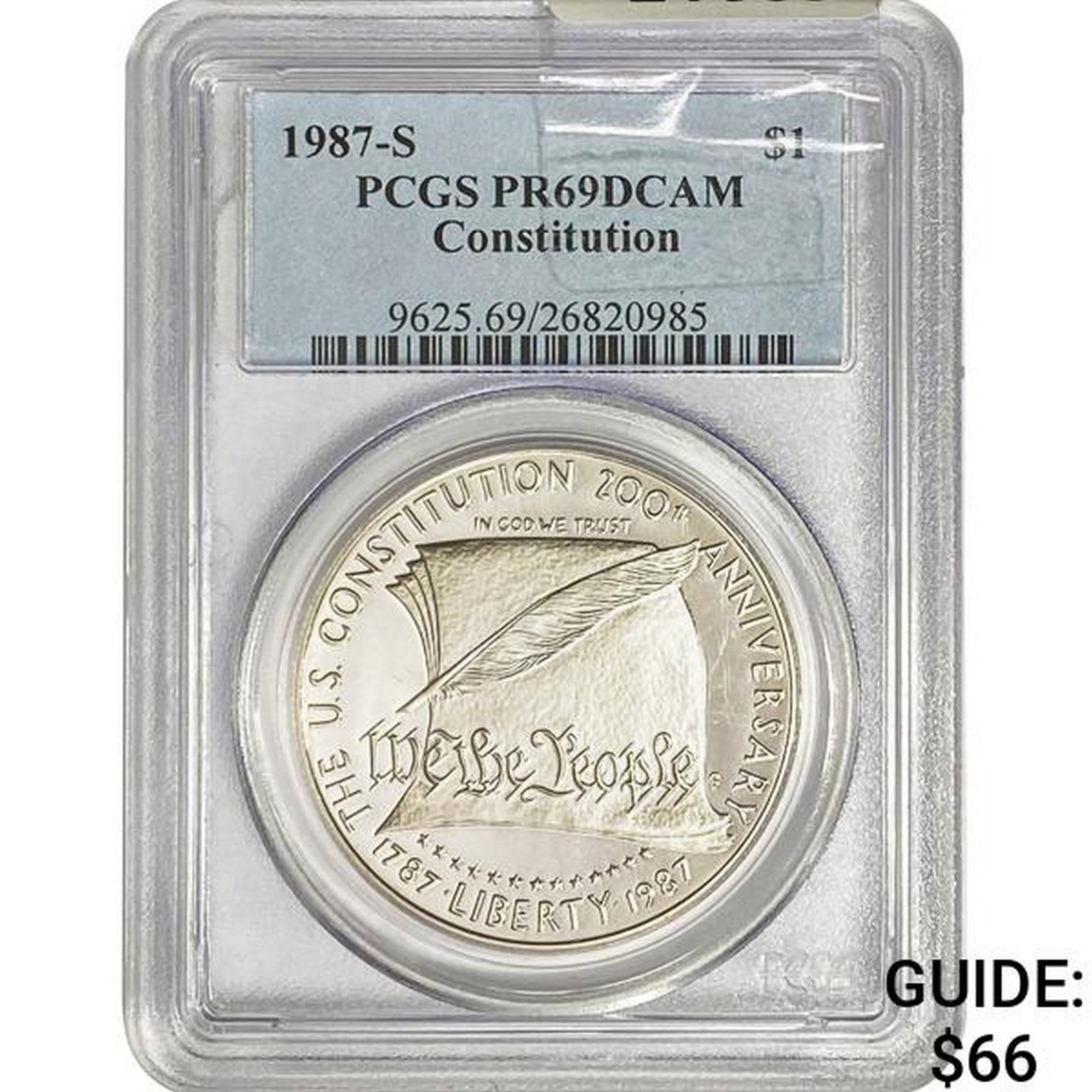 1987-S Silver Constitution Dollar PCGS PR69 DCAM: 1987-S Silver Constitution Dollar PCGS PR69 DCAM