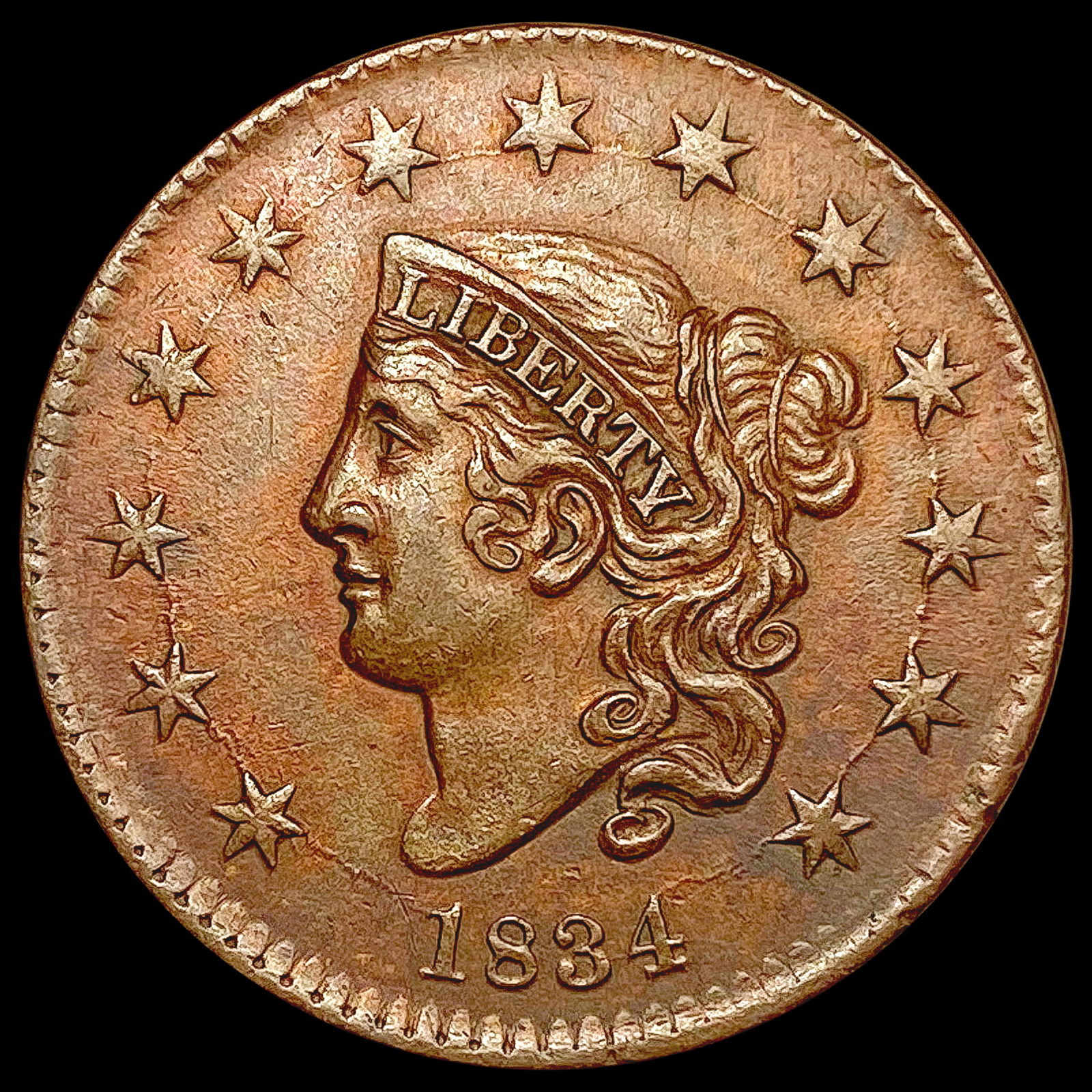 1834 Coronet Head Large Cent CHOICE AU (1 of 2)