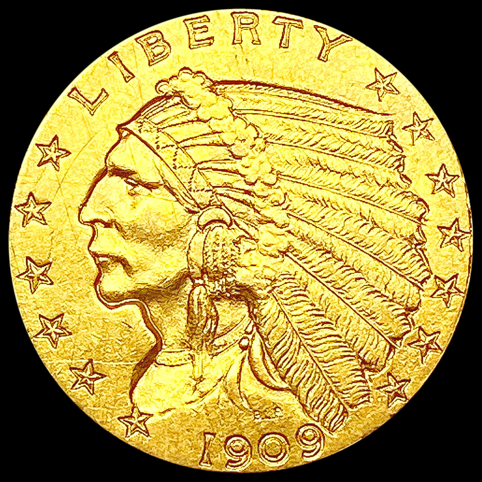 1909 $2.50 Gold Quarter Eagle CLOSELY UNCIRCULATED (1 of 2)