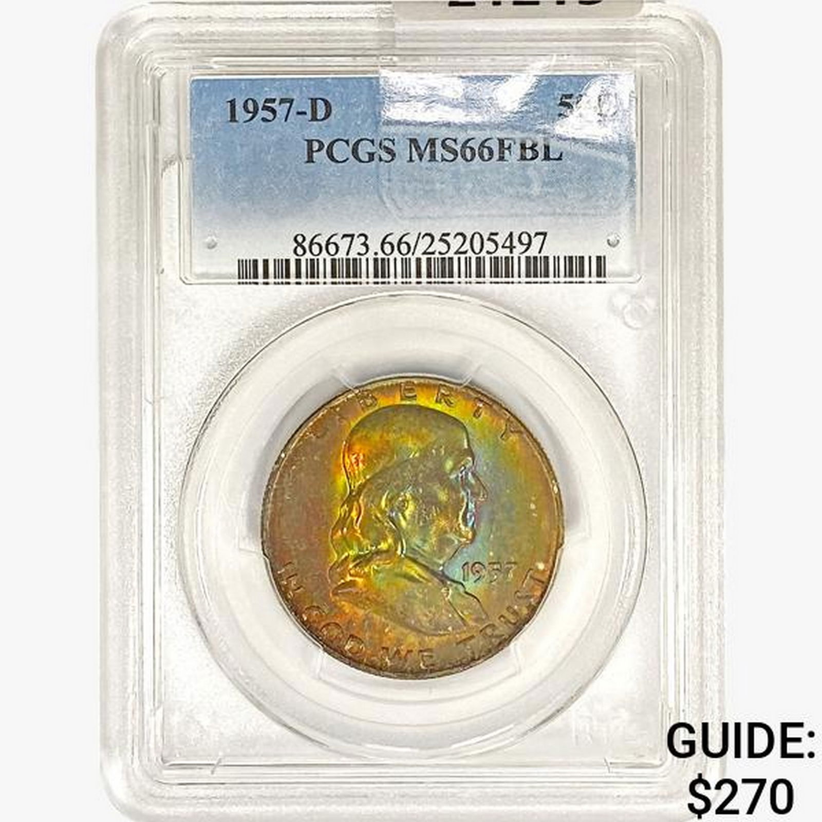 1957-D Franklin Half Dollar PCGS MS66 FBL (1 of 2)