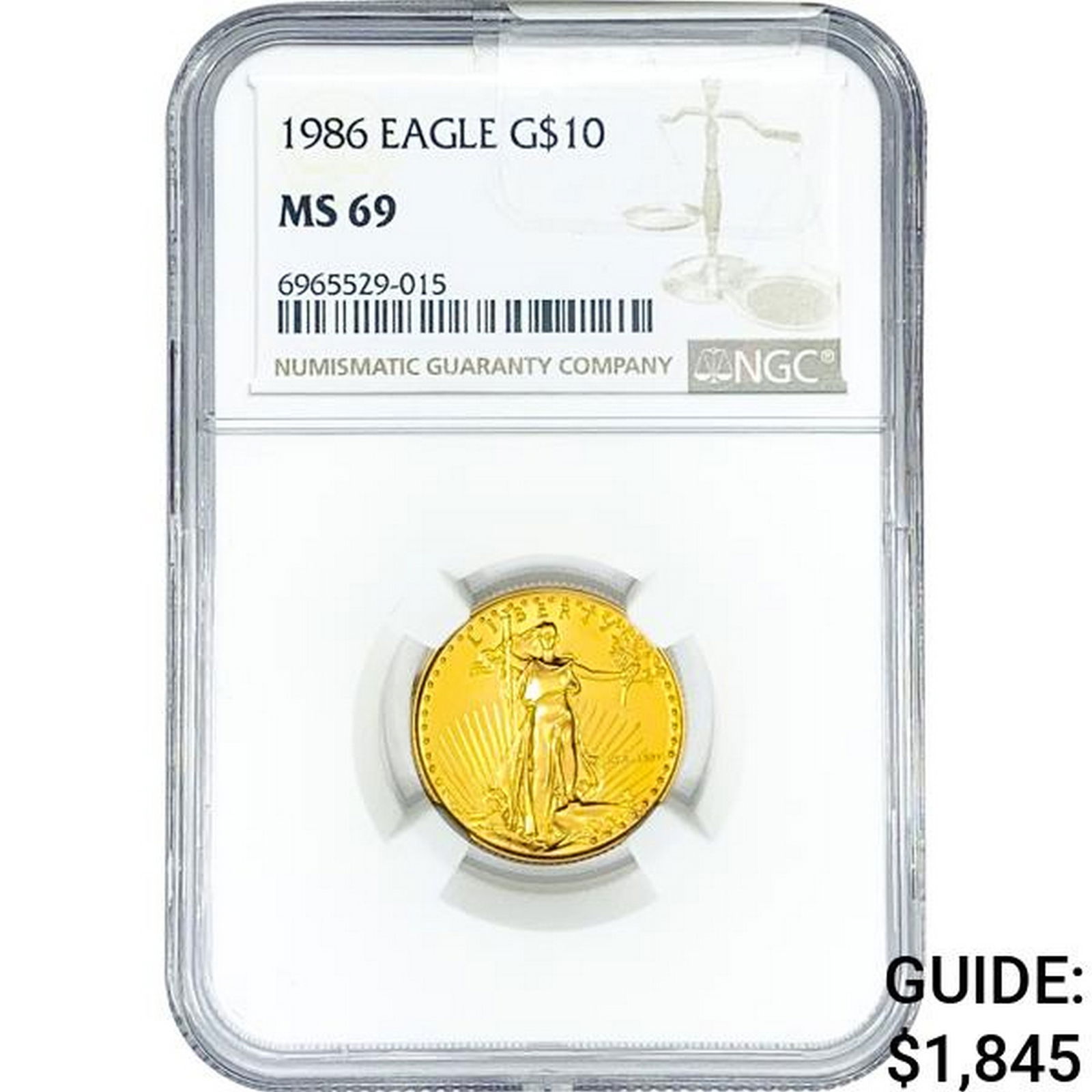 1986 $10 1/4oz. Gold Eagle NGC MS69 (1 of 2)