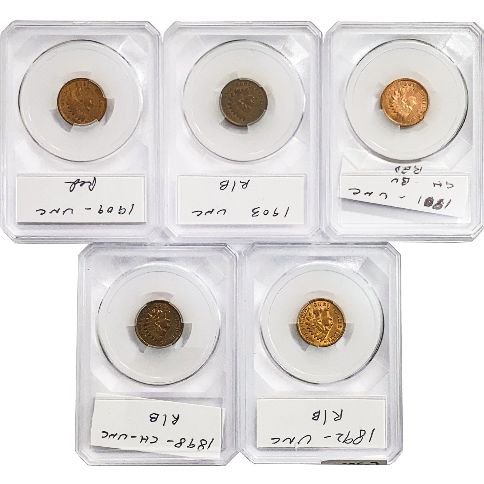 1892-1909 Indian Head Cent Collection [5 Coins] (1 of 2)