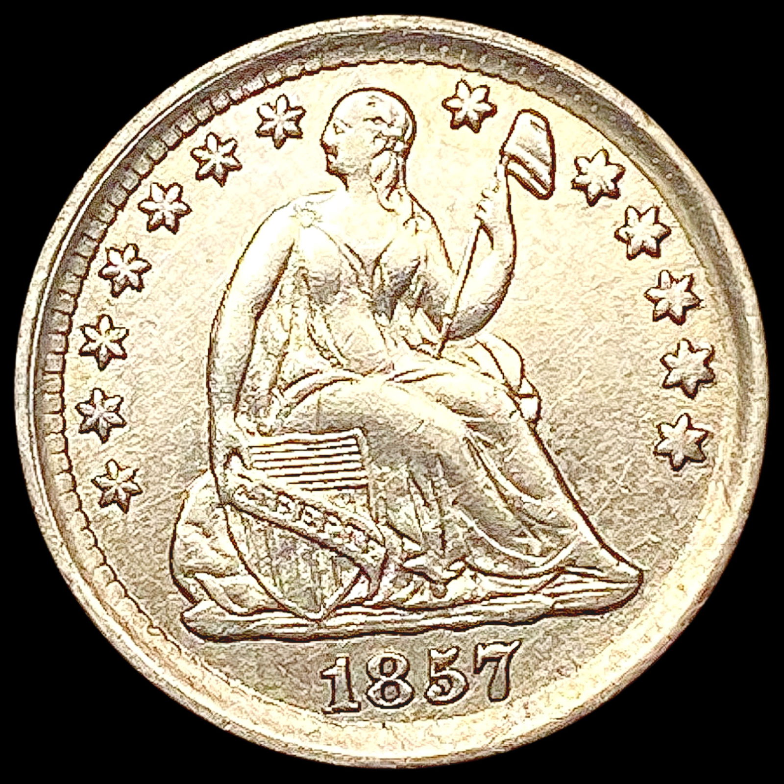 1857 Seated Liberty Half Dime UNCIRCULATED (1 of 2)